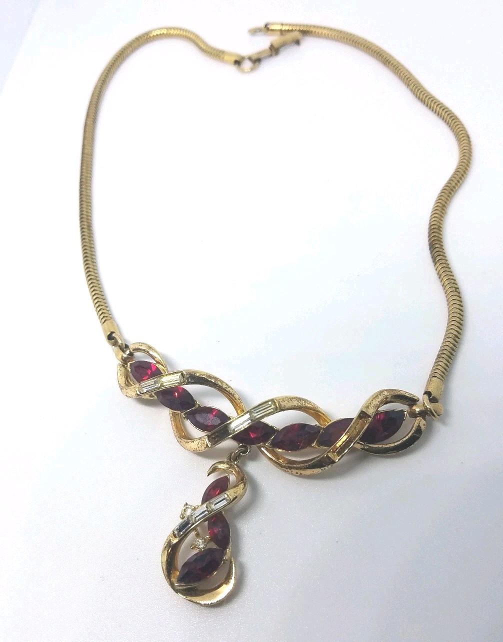 Vintage 1930s To 1950s Trifari RED Rhinestones Necklace