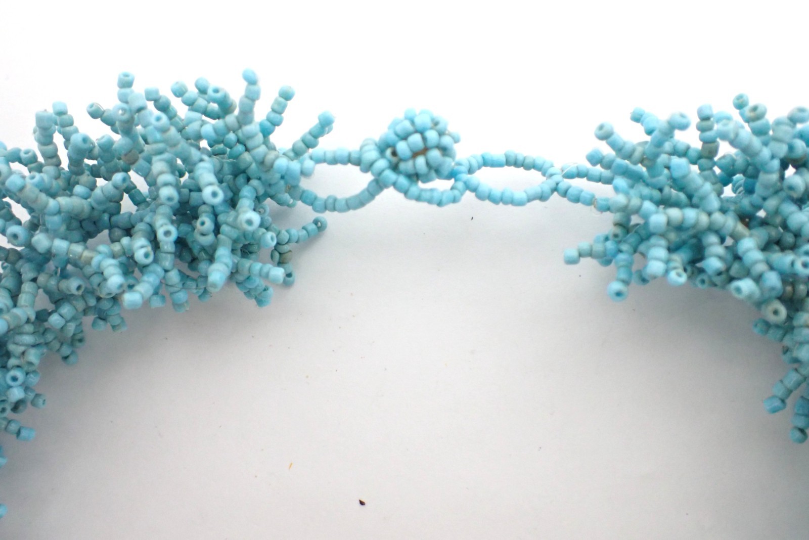Vintage Multi Glass Beads Tubular Light Blue Choker Necklace Very Pretty
