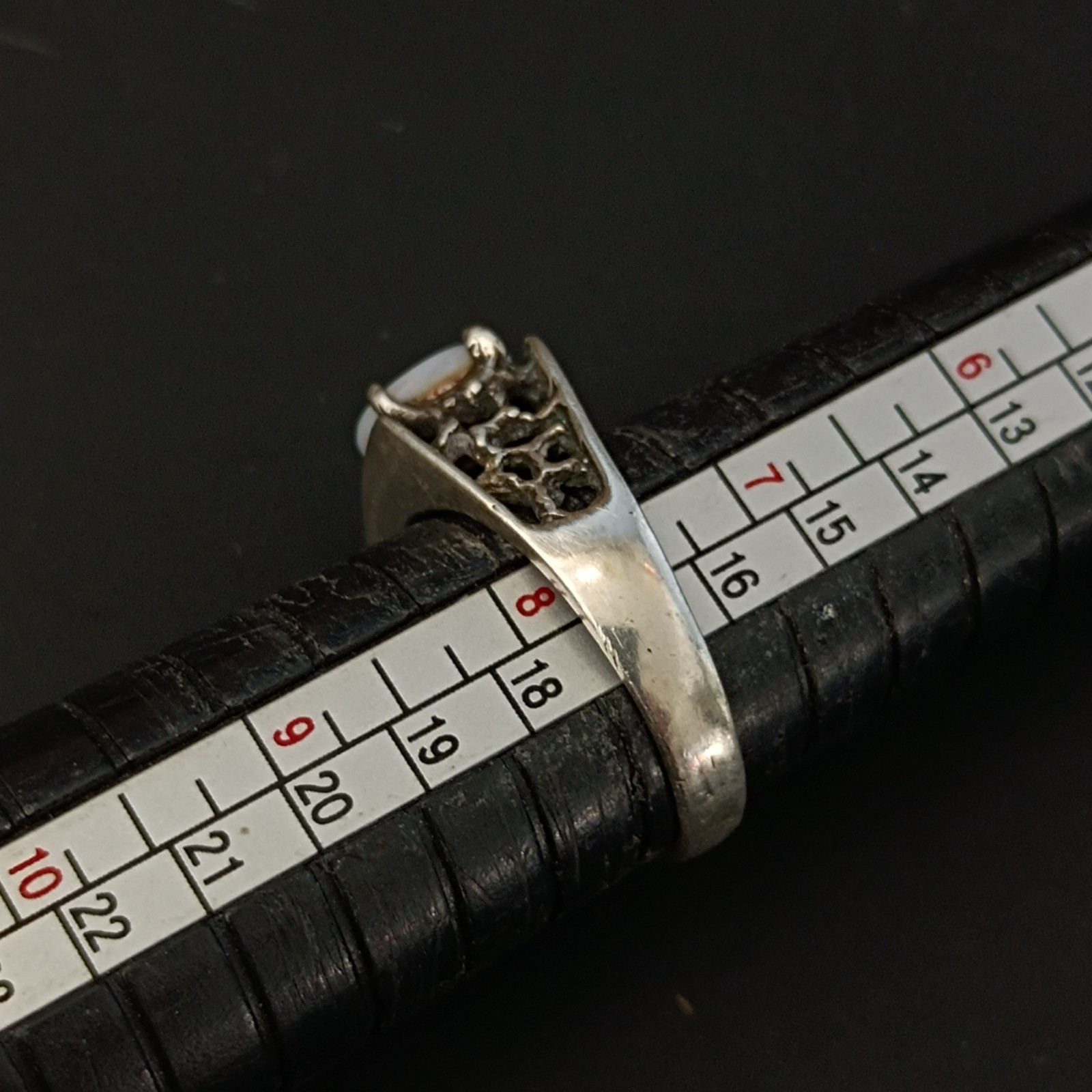 Vintage Opal Ring Silver Brutalist Modernist Israeli Men’s Pinky Women Abstract