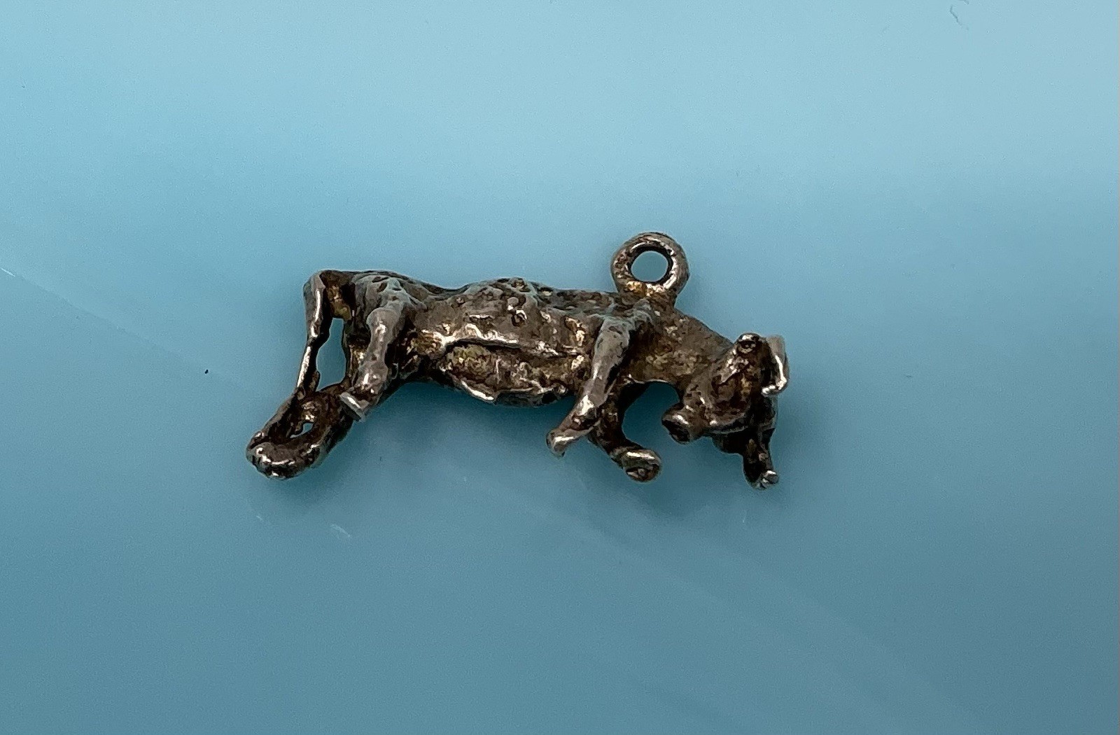 Vintage Sterling Silver Solid Head Down Bull Cow Longhorn Steer Spain Charm 4.4g