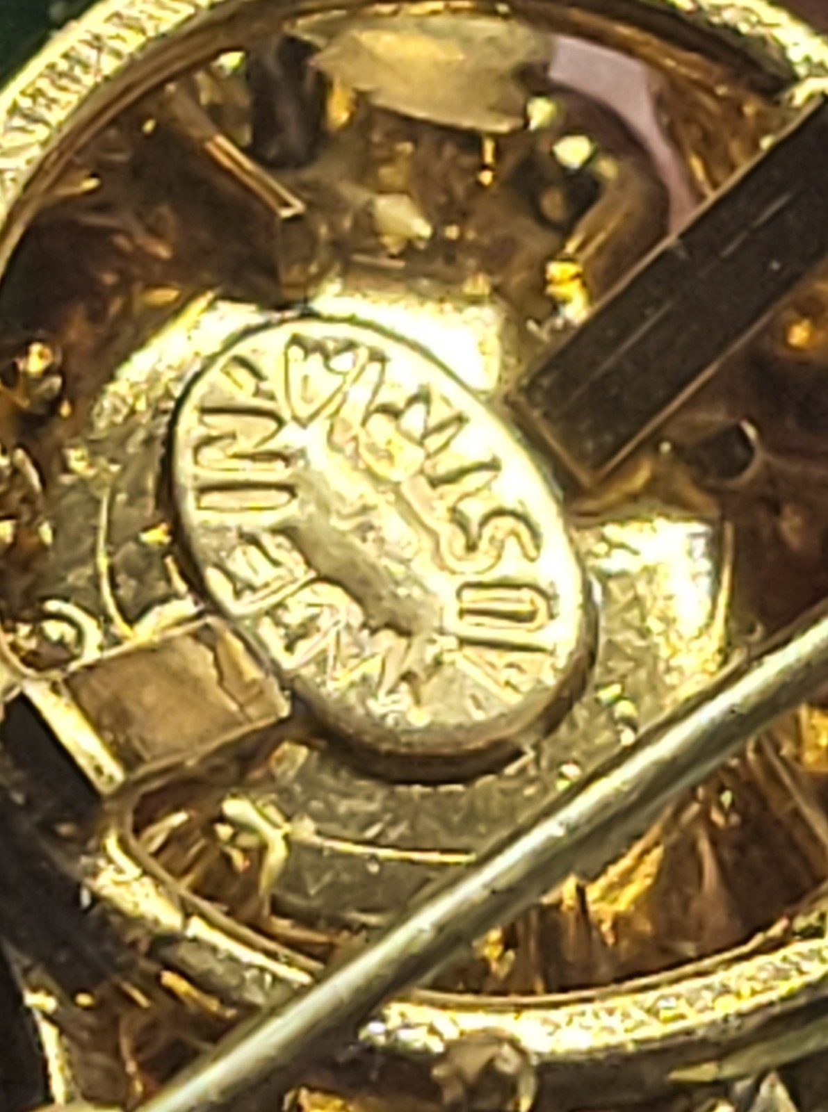 Vintage Austrian stone cabochon and crystal pin, Victorian style, Austria