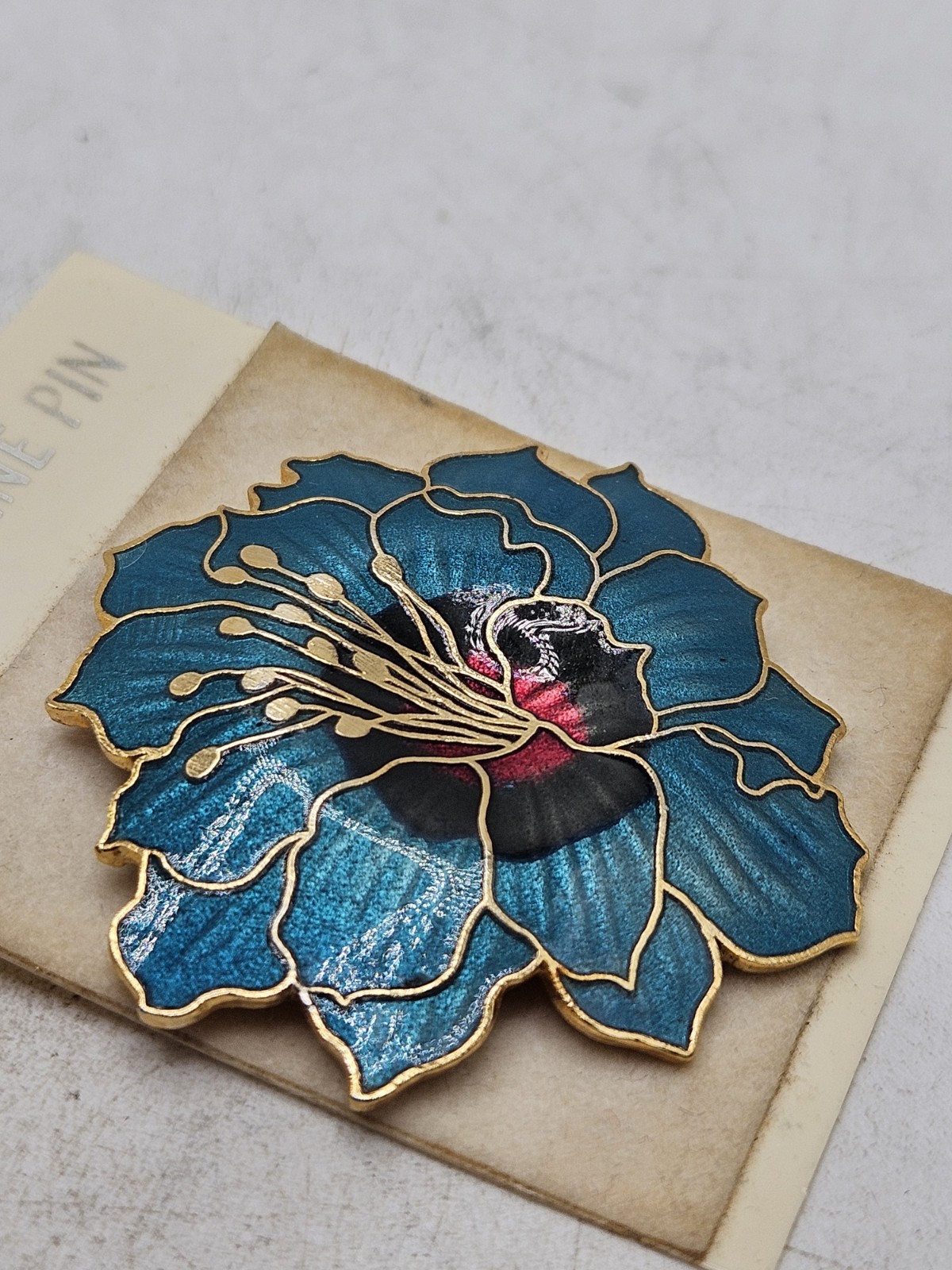 Vintage Cloisonne Brooch Lot Of 2, 1 Flower, 1 Butterfly. Unmarked