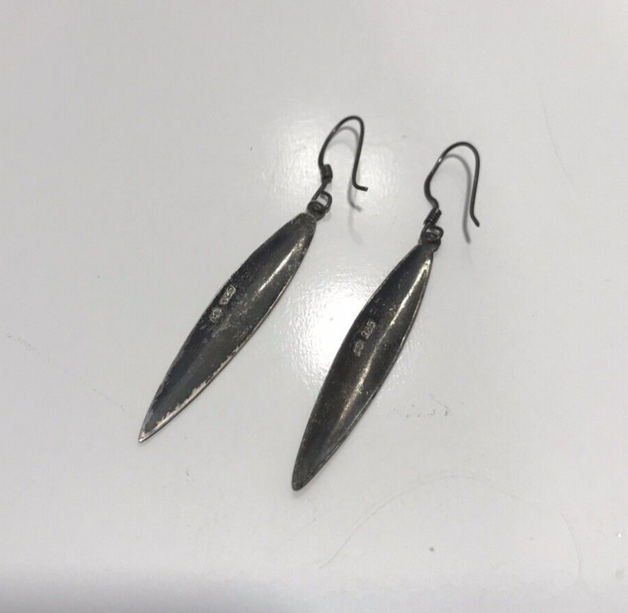 CW Vintage Sterling Silver Long Dangle Earrings 2.7 Grams