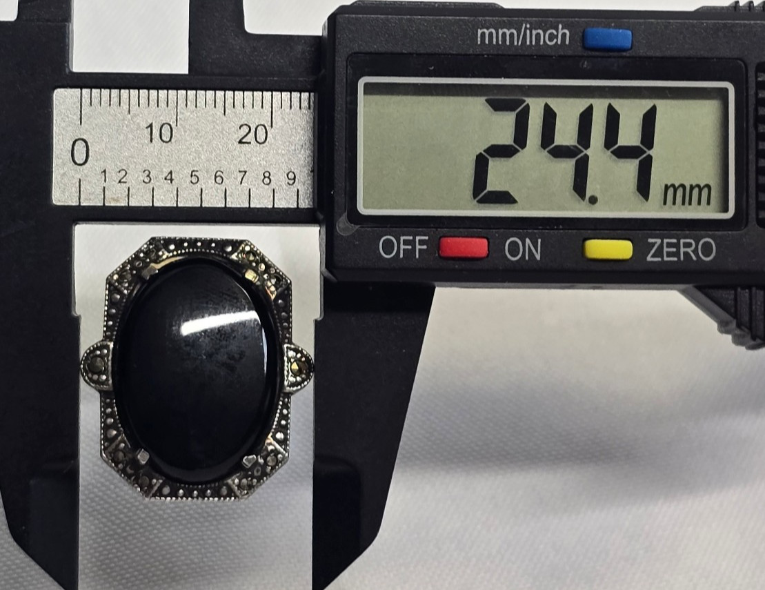 Vtg Sterling Silver Ring 7.49g Fine Jewelry Size 4.25 Band Onyx Look *READ*