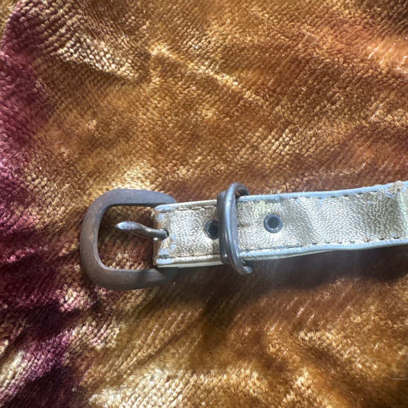Vintage 1950s Leather & Rhinestone Dog Collar To Be Worn As Choker Necklace