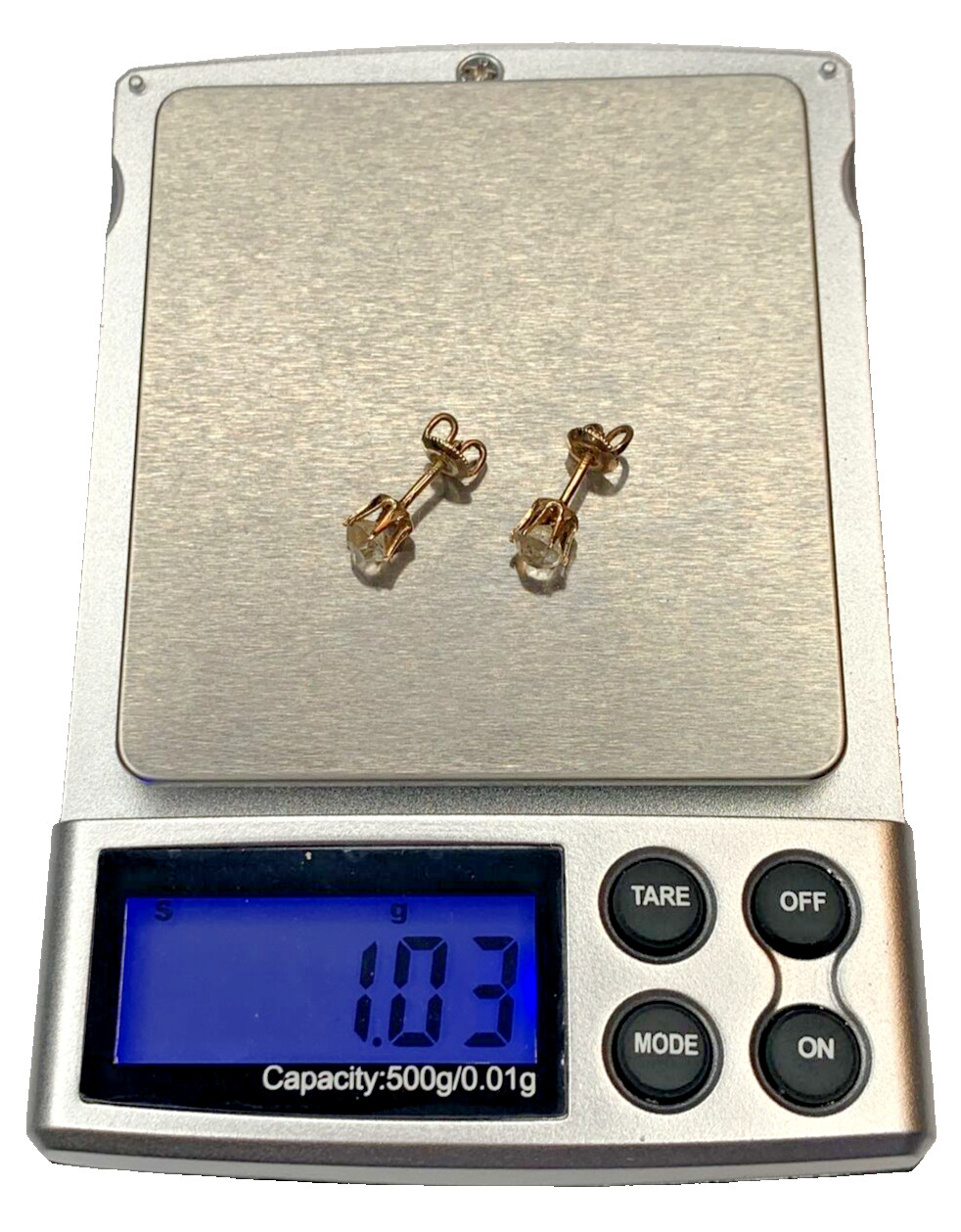 1940s 10K Gold Clear Paste BDA Budlong Docherty & Armstrong Thread Post Earrings