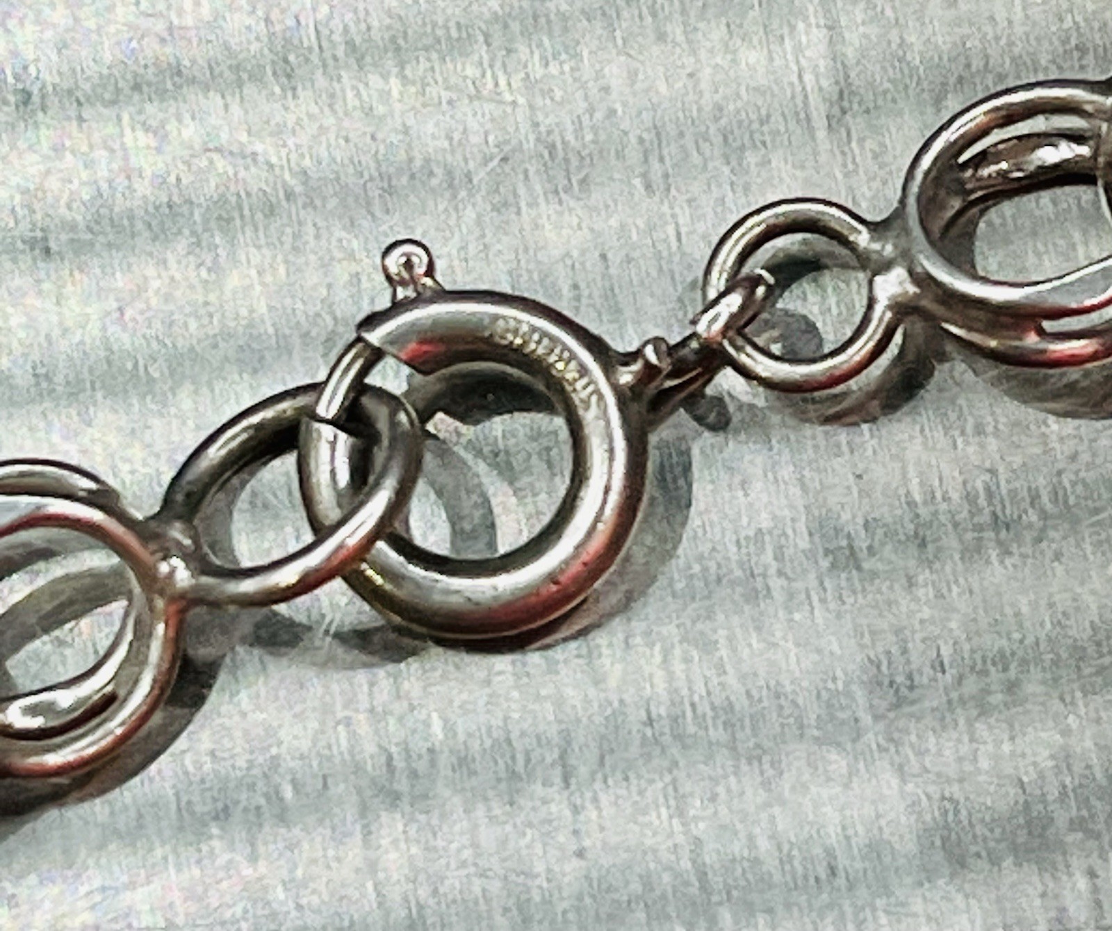 Vintage Sterling Silver Starter Charm Bracelet 6mm Double Link Chain 7.25”