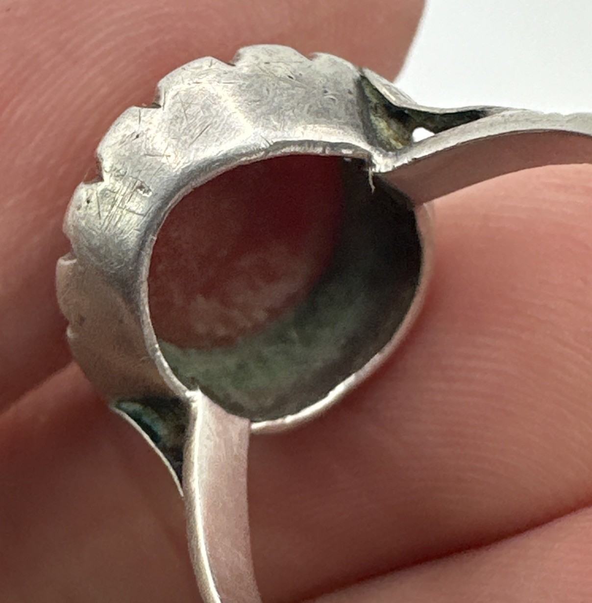 Sterling Silver Coral Marcasite Ring Sz 6 Vintage