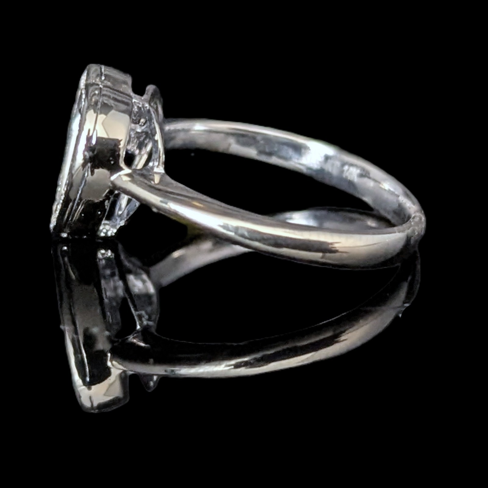 Estate Invisible Set Sapphires Diamonds 14k White Gold Heart Ring William Lam Co