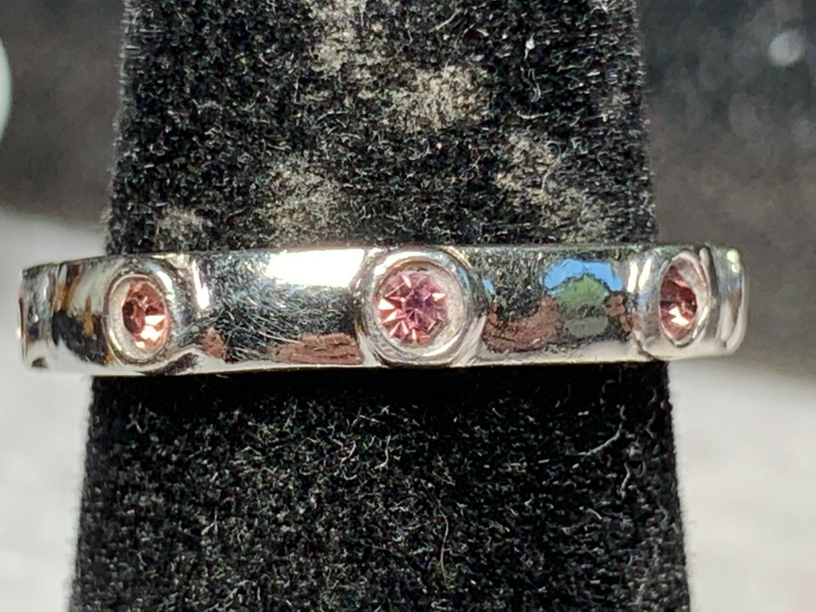 Vintage Sterling Silver 925 Ring with Peach Colored Stones Size 5.75.