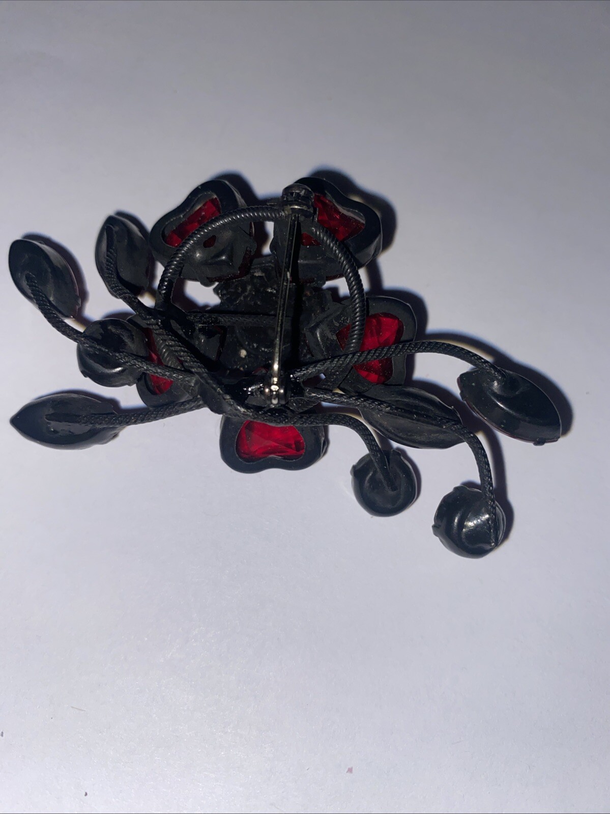 Vintage Unsigned SCHREINER Julian Pink & Fuchsia Flower Red Hearts Pin Brooch