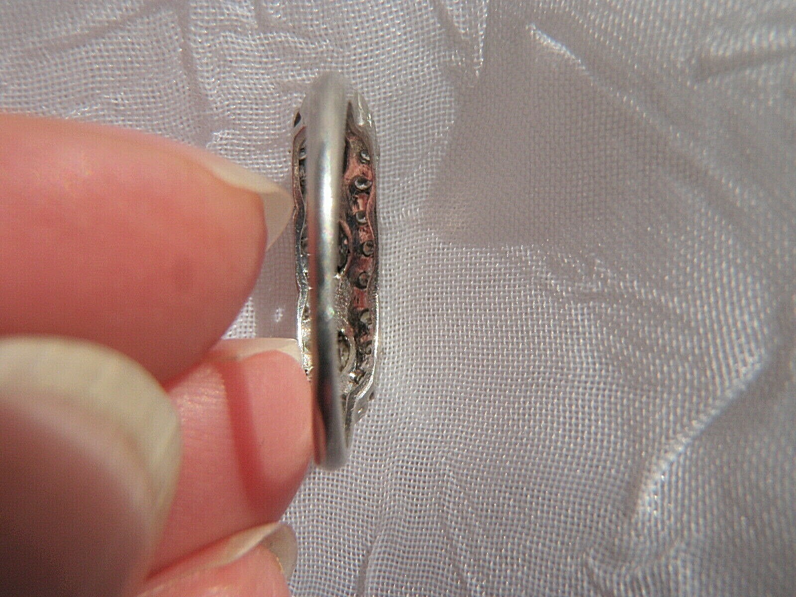 RARE LOVELY ART DECO ANTIQUE PLATINUM DIAMOND WEDDING BAND or RIGHT HAND RING!