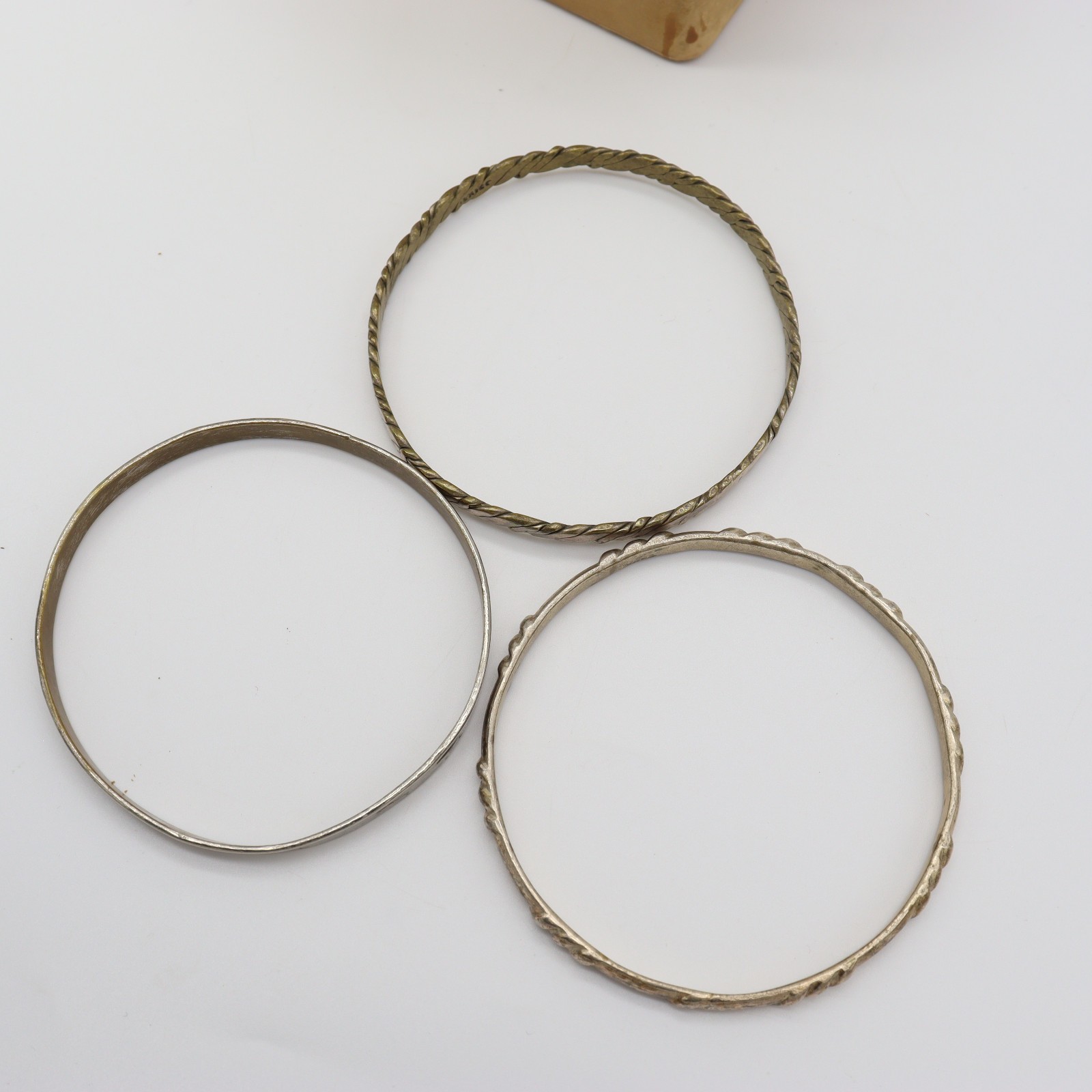 Vtg Taxco Alpaca Mexico Bracelet LOT 3 Silver Rope Bangle Aztec Twist Signed