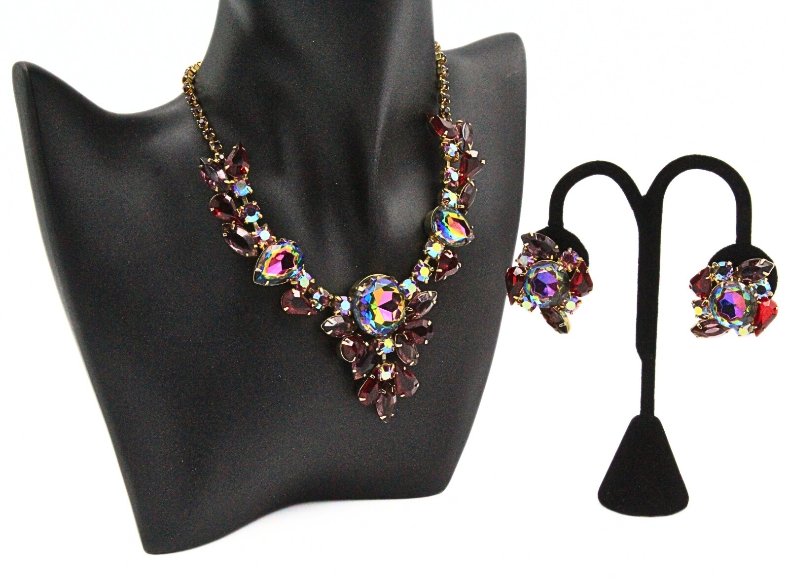 Spectacular JULIANA Rare! Red Fuchsia Givre´Necklace Earrings Set