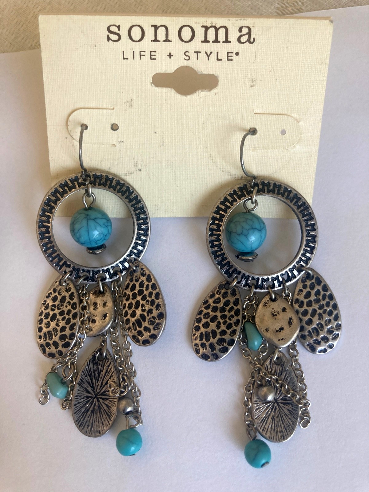Vtg Boho Pierced Earrings Big Dangle Lot of 3