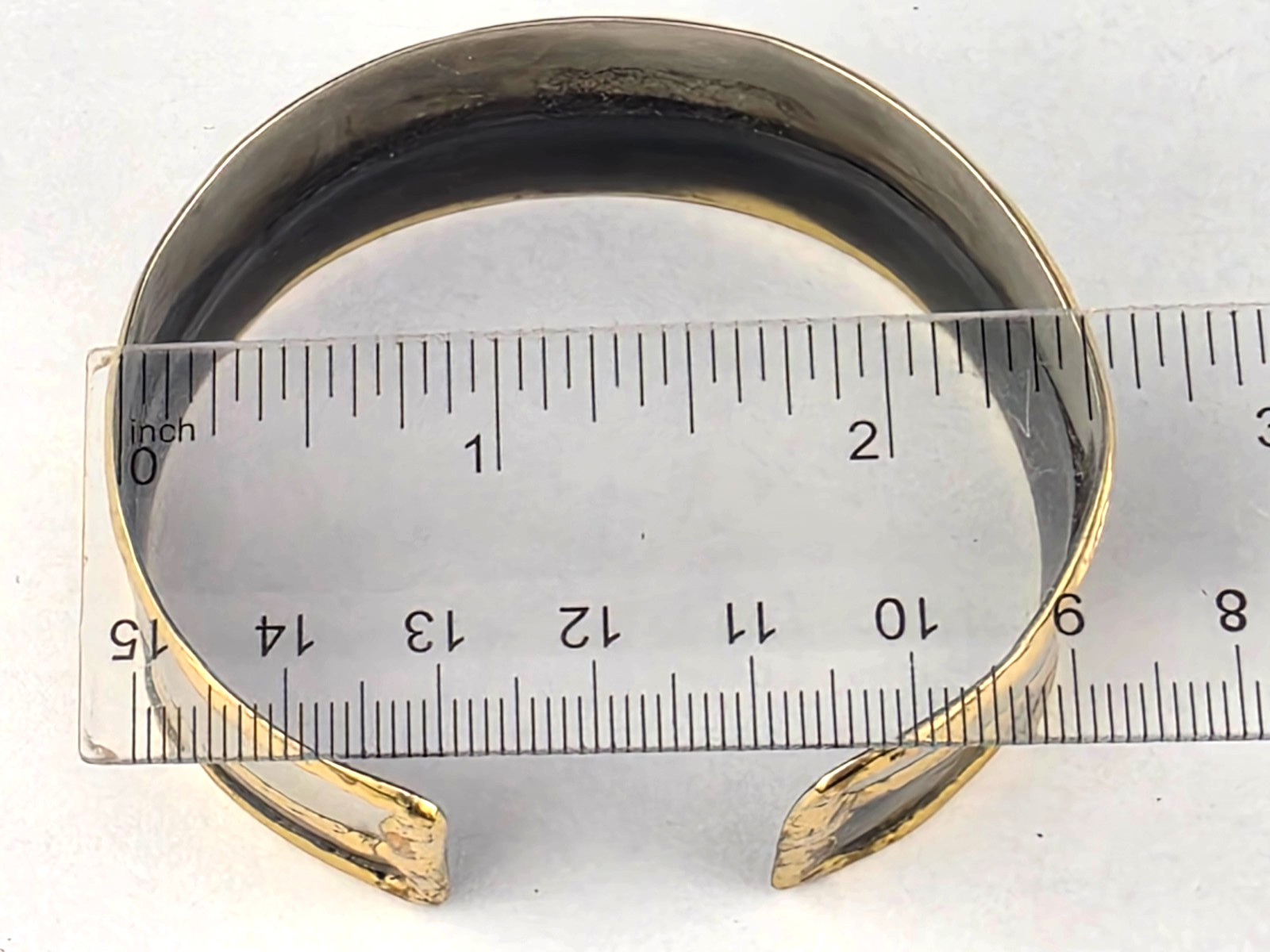 Handmade Brutalist Mixed Metals Brass Silver Oxidized 7.5″ Cuff Bracelet
