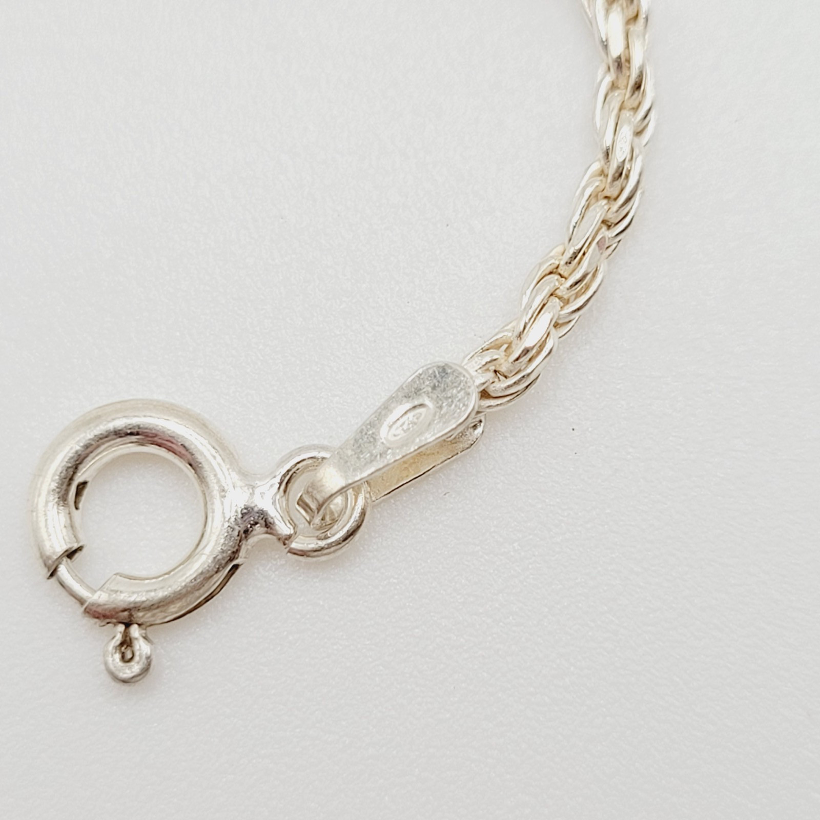 Minimalist Dainty Puffed Heart Station 925 Sterling Rope Chain Bracelet 7.25 in