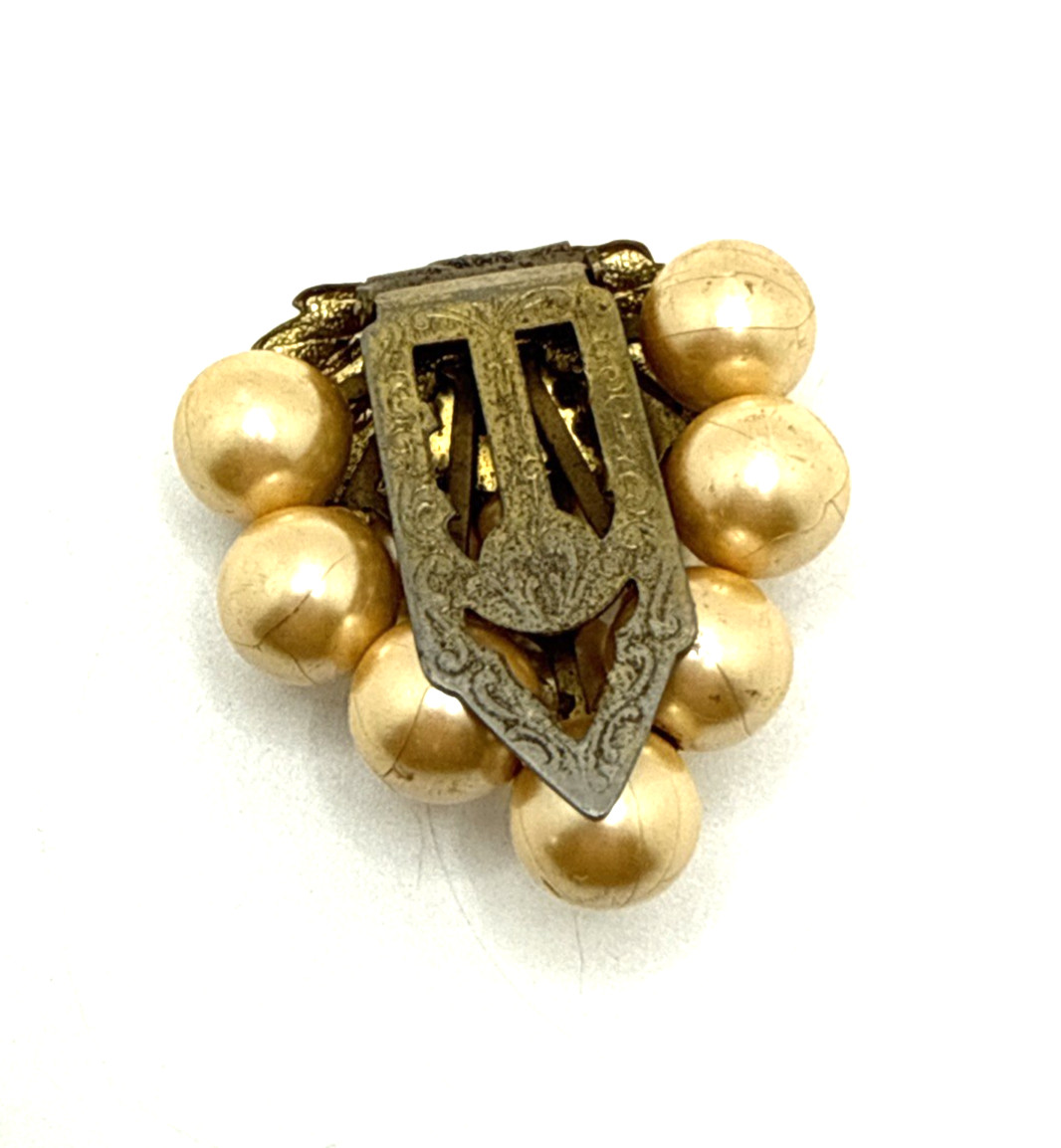 Vintage Miriam Haskell Faux Pearl Grape Cluster Dress Fur Clip Unsigned 2.5″
