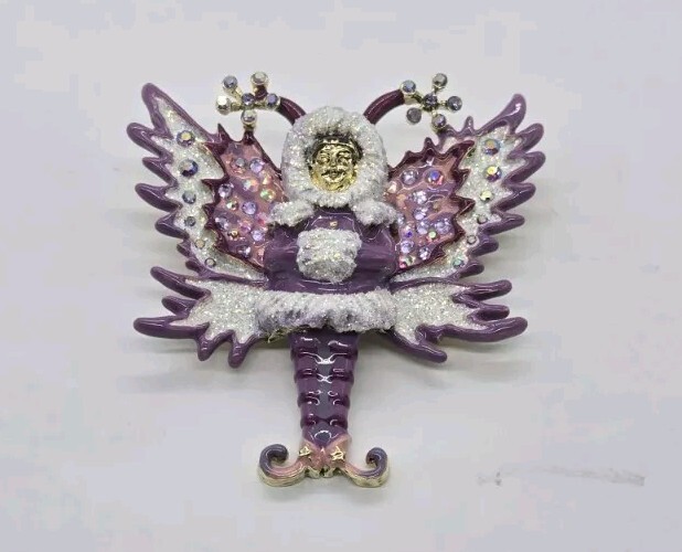 Kirks Folly Felicia Frost Snow Angel Pin Pendant Gold tone Legacy Collection