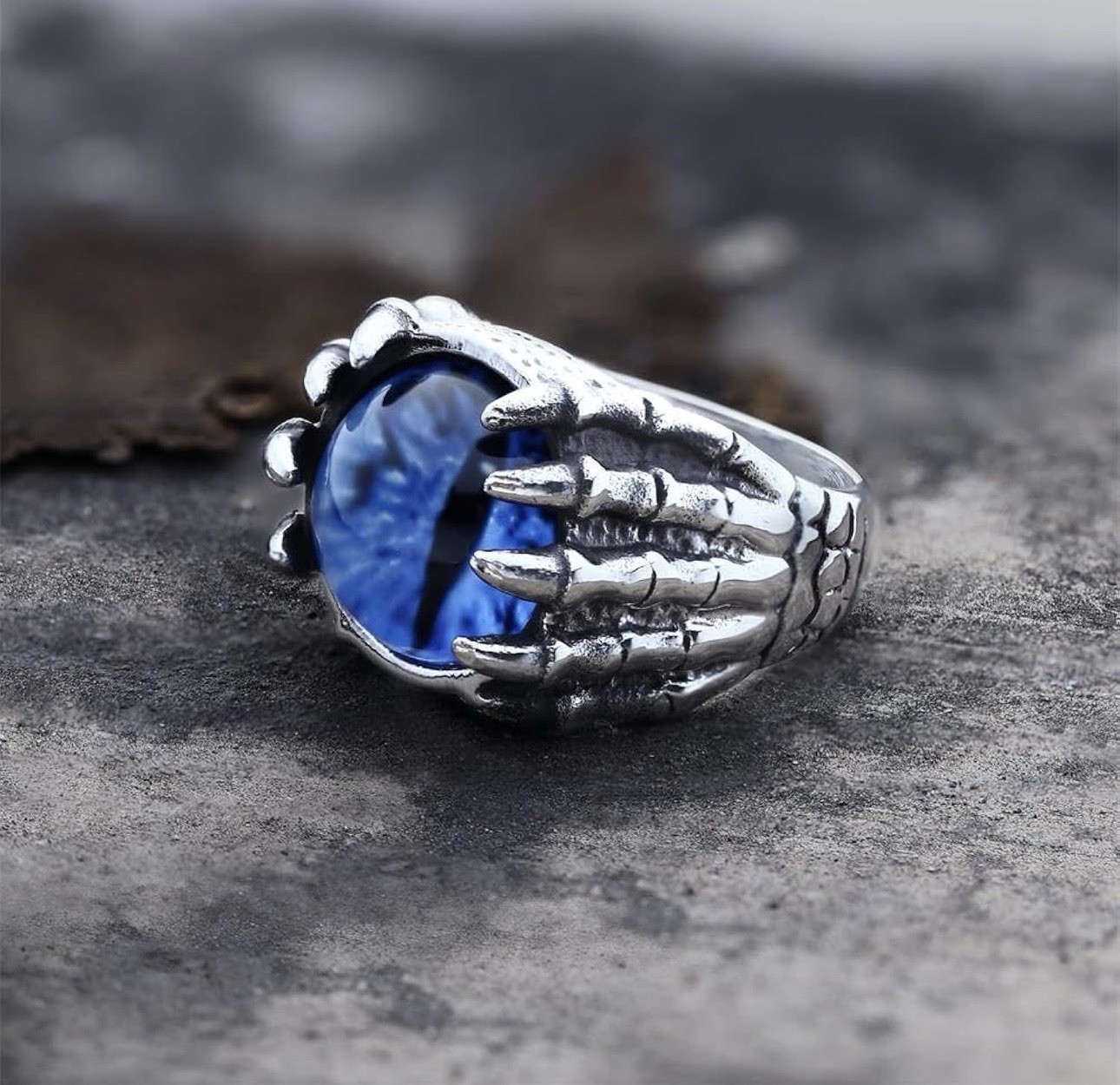 Gothic Punk Devil Evil Eye Dragon Eagle Claw Decorative Eyeball Adjustable Ring