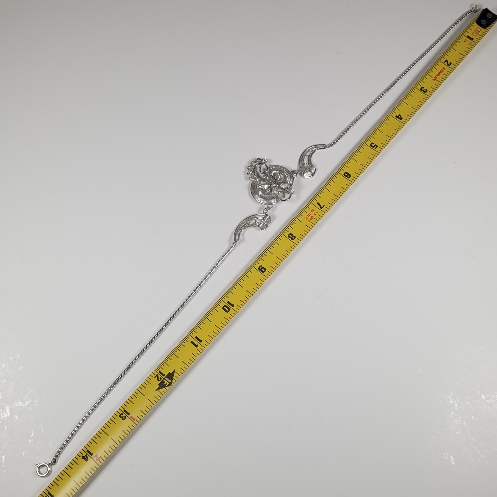 Choker Necklace Lot of 2 Silver Tone with White or Clear Rhinestones Vintage