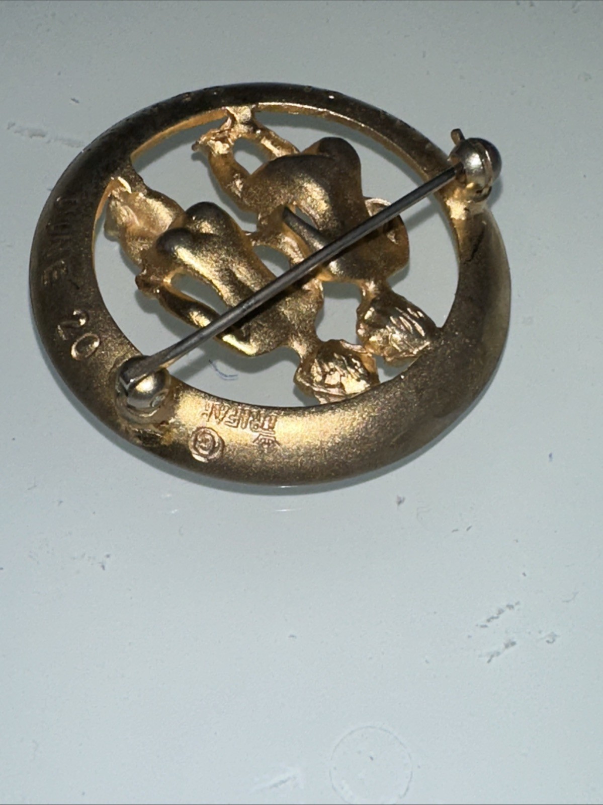 Crown Trifari Gemini Zodiac Brooch Gold Silver Tone May 21 June 20 Astrology