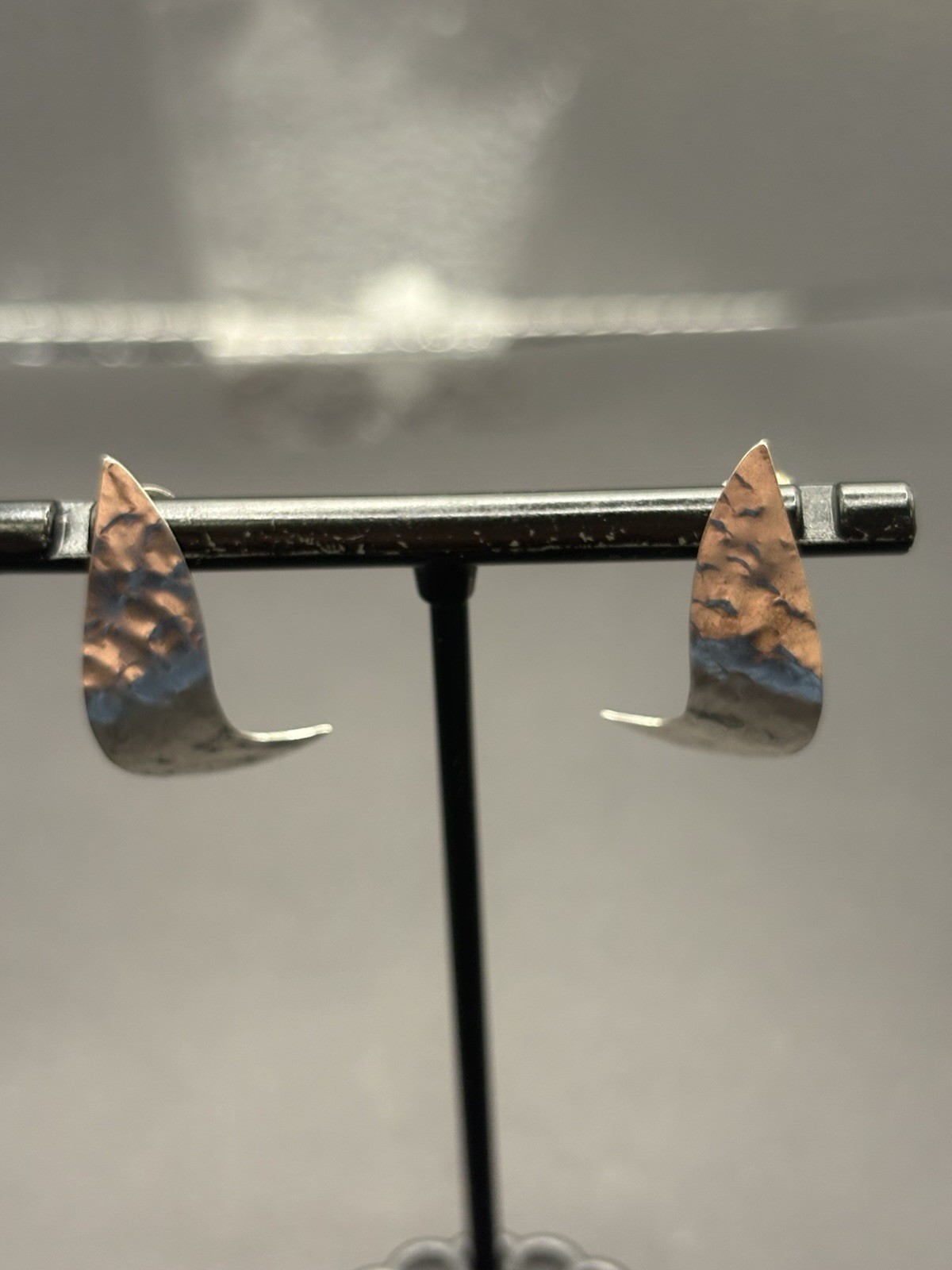 Vintage Sterling Silver Hammered Dangle Twist Earrings 925 F23