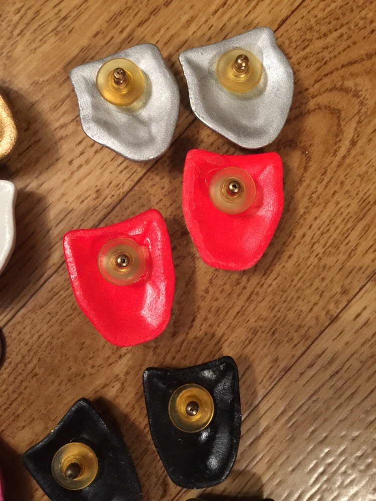 Art Pottery Ceramic Post Earrings 7 Theater Masks Comedy Drama Vintage 1950