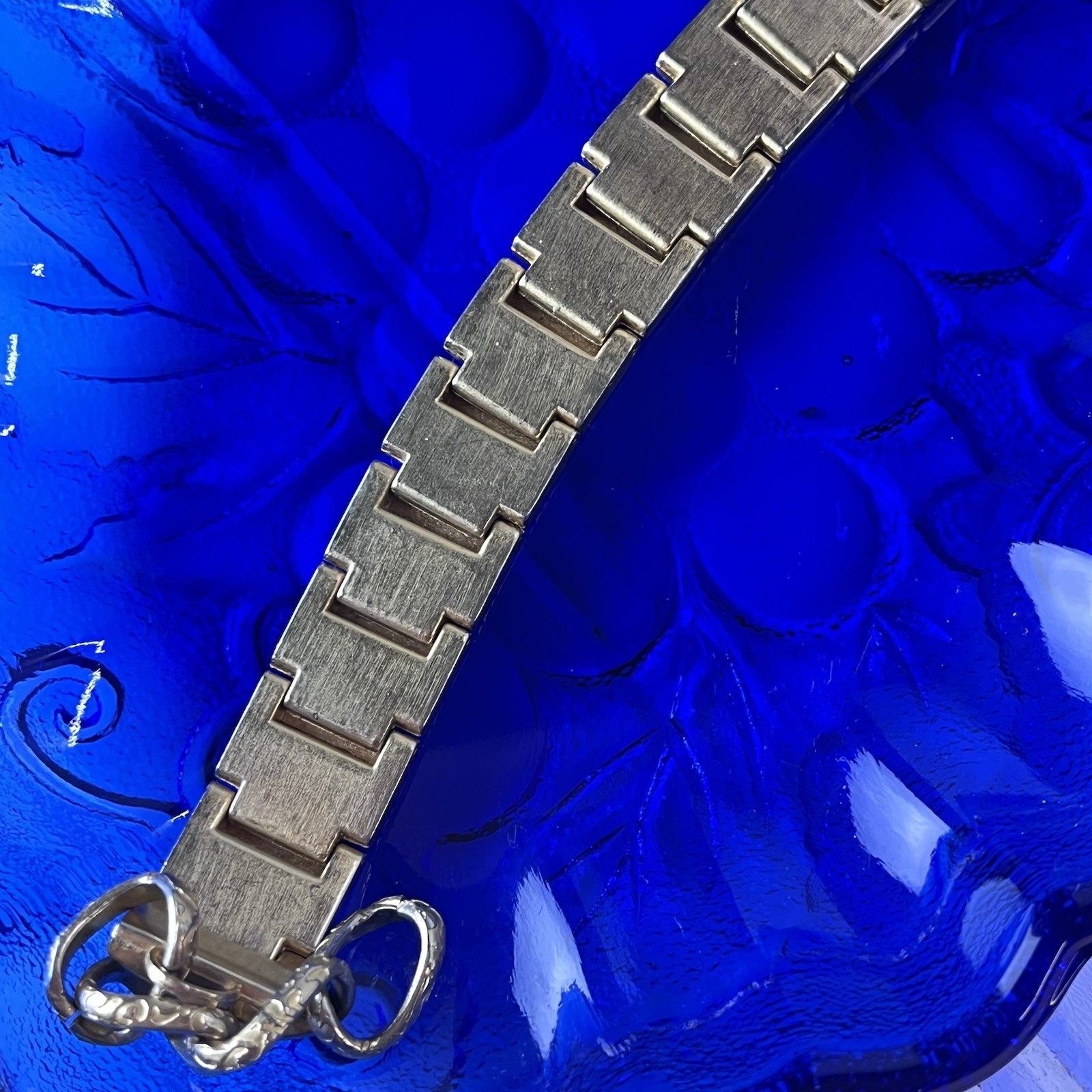 Vintage 1940s Brushed Gold Tone Panel Bracelet – Sz 7.75” – Toggle Closure