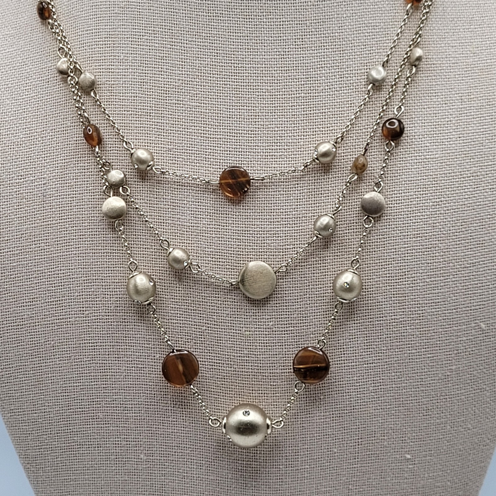 Monet Multi Strand Layer Floating Necklace Festoon Vintage Necklace 16 Inch