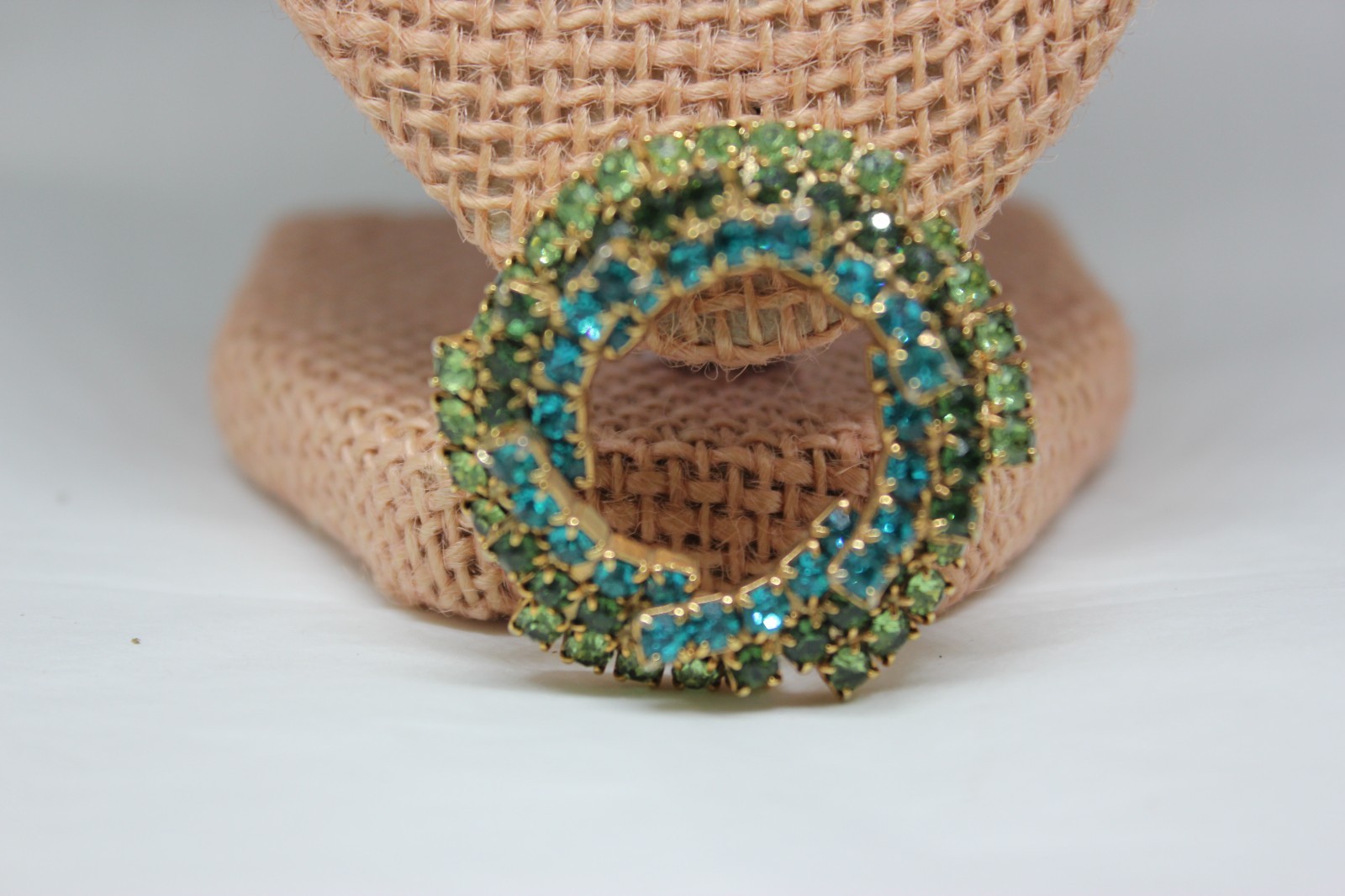 Vintage Shades of Green Rhinestone Pin