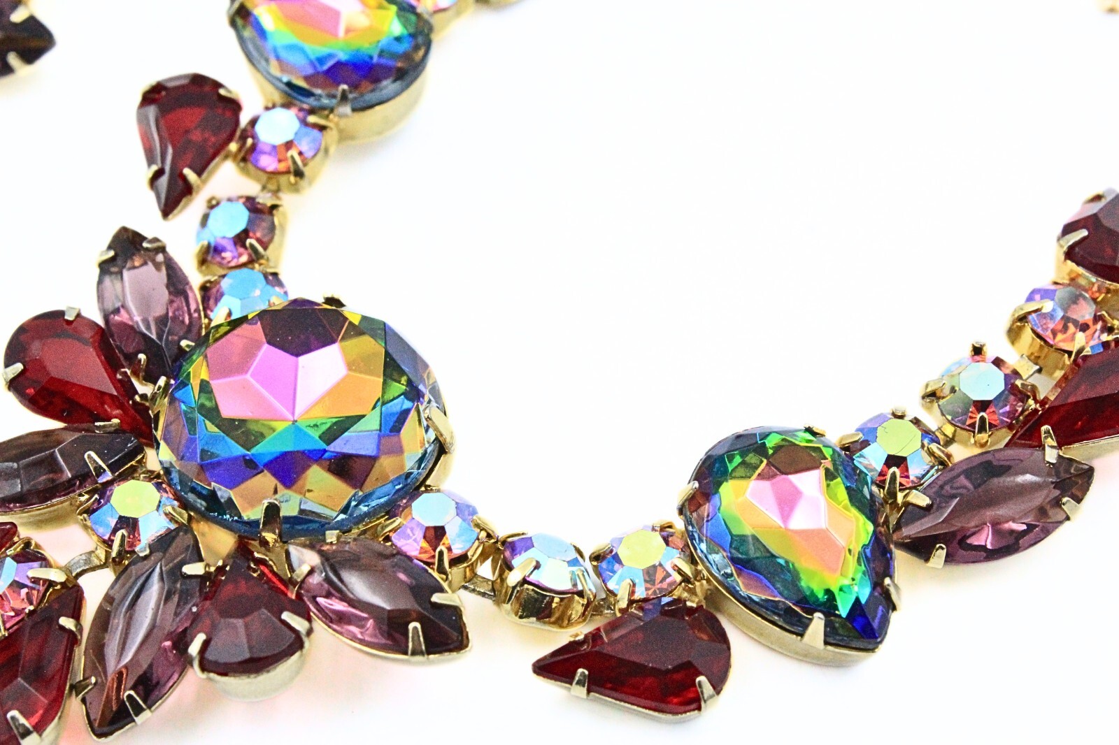 Spectacular JULIANA Rare! Red Fuchsia Givre´Necklace Earrings Set