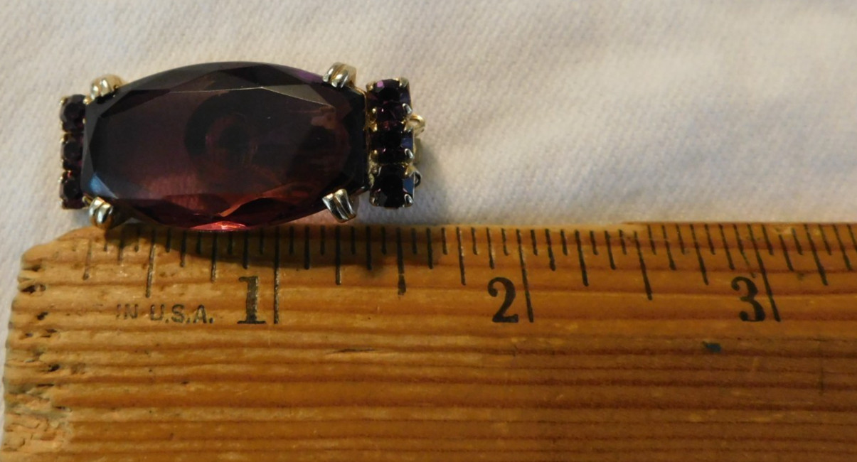 Purple Amethyst Faceted Glass Rhinestone Clip on Earrings