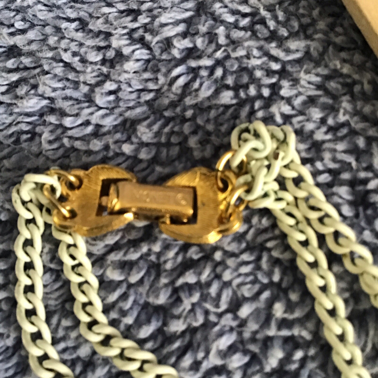 Monet Tassel Necklace White Chain Link Multi Strand Gold 18” LONG Double Strand