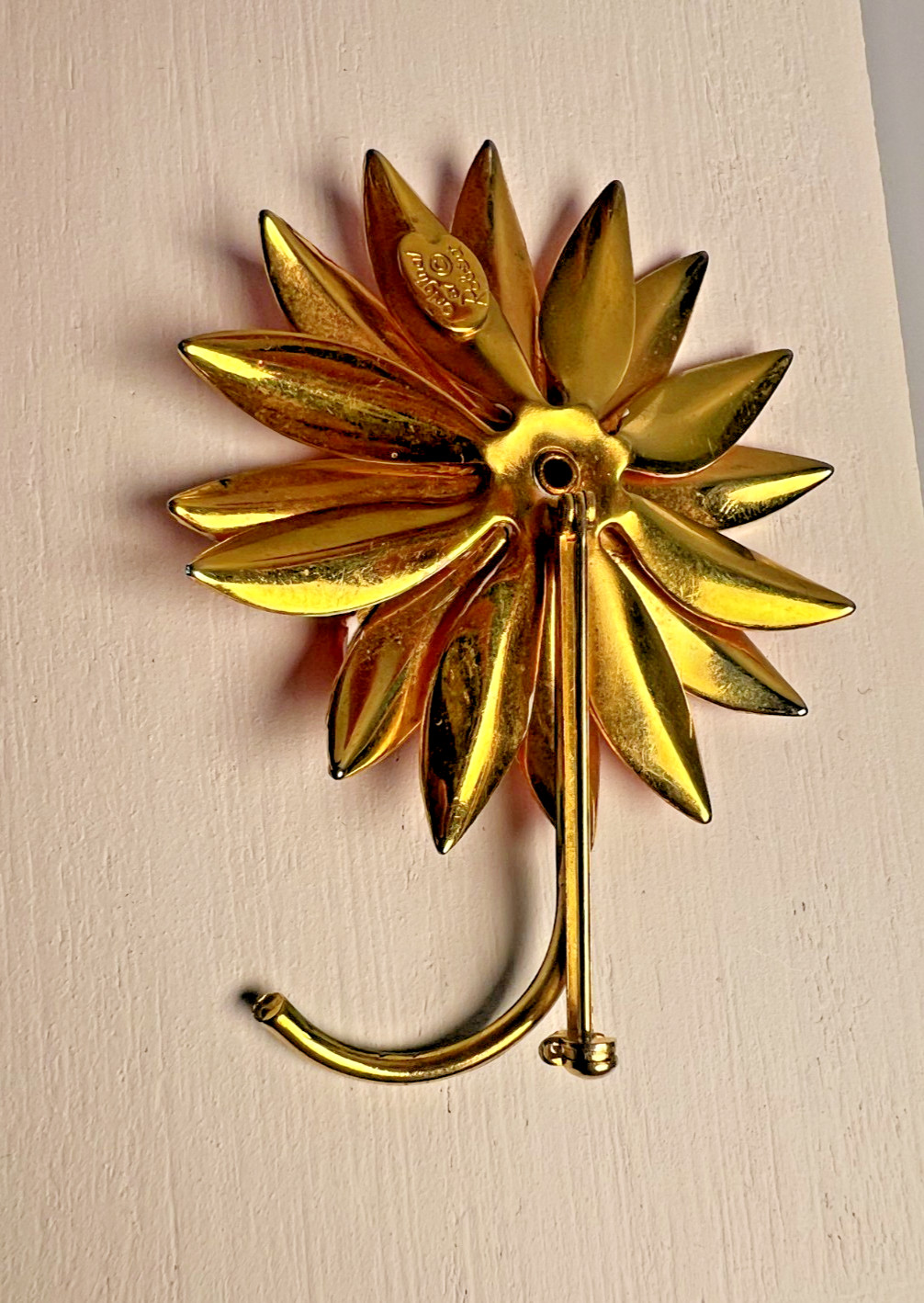 PRECIOUS Original By Robert Pink Daisy Enameled Metal Brooch with Ladybug