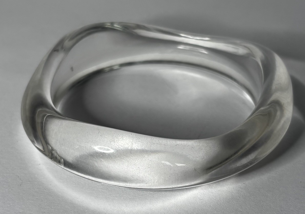 Vintage Lucite Bangle Bracelet Clear Acrylic Chunky Asymmetrical Wavy