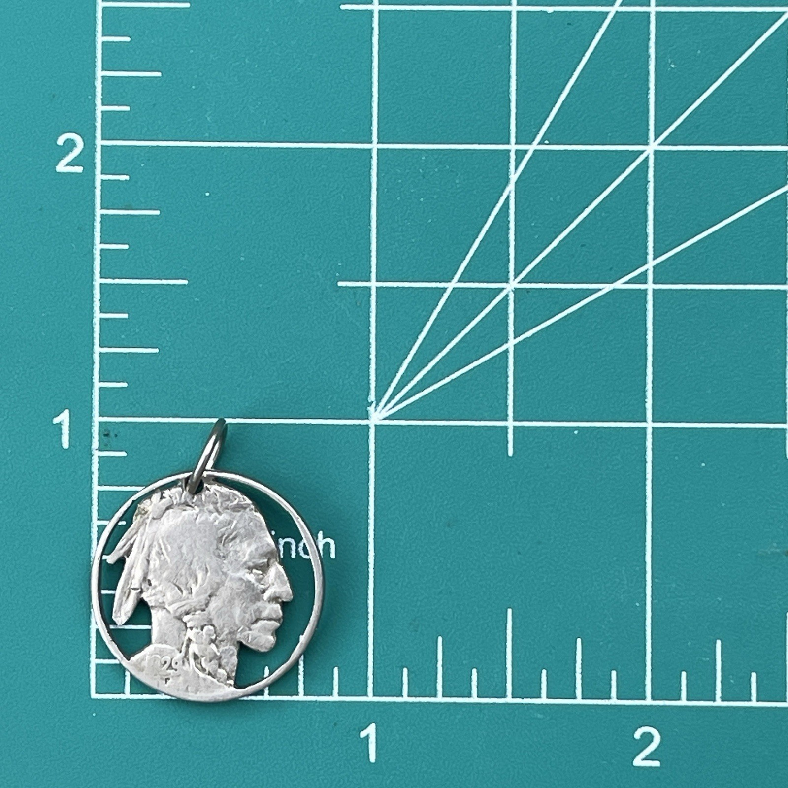 Vintage Buffalo Nickel Cut-Out Coin Pendant Indian Head Portrait Charm 1929