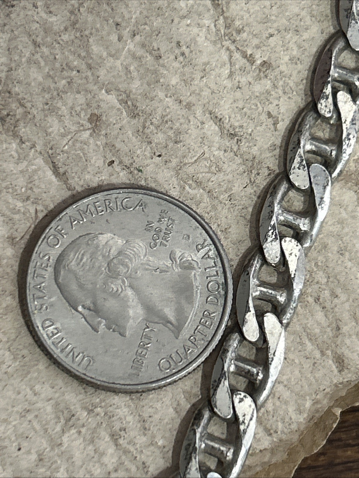 35. MWS Sterling 925 Anchor Mariner 7.3mm link Chain Necklace Italy 20″, 44g