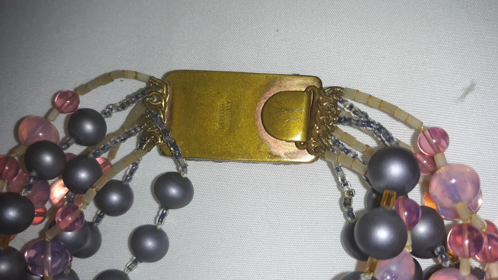 VINTAGE “ORNELLA” COLLECTIBLE NECKLACE 8 Strand,  MADE IN ITALY Pinks & Purples.