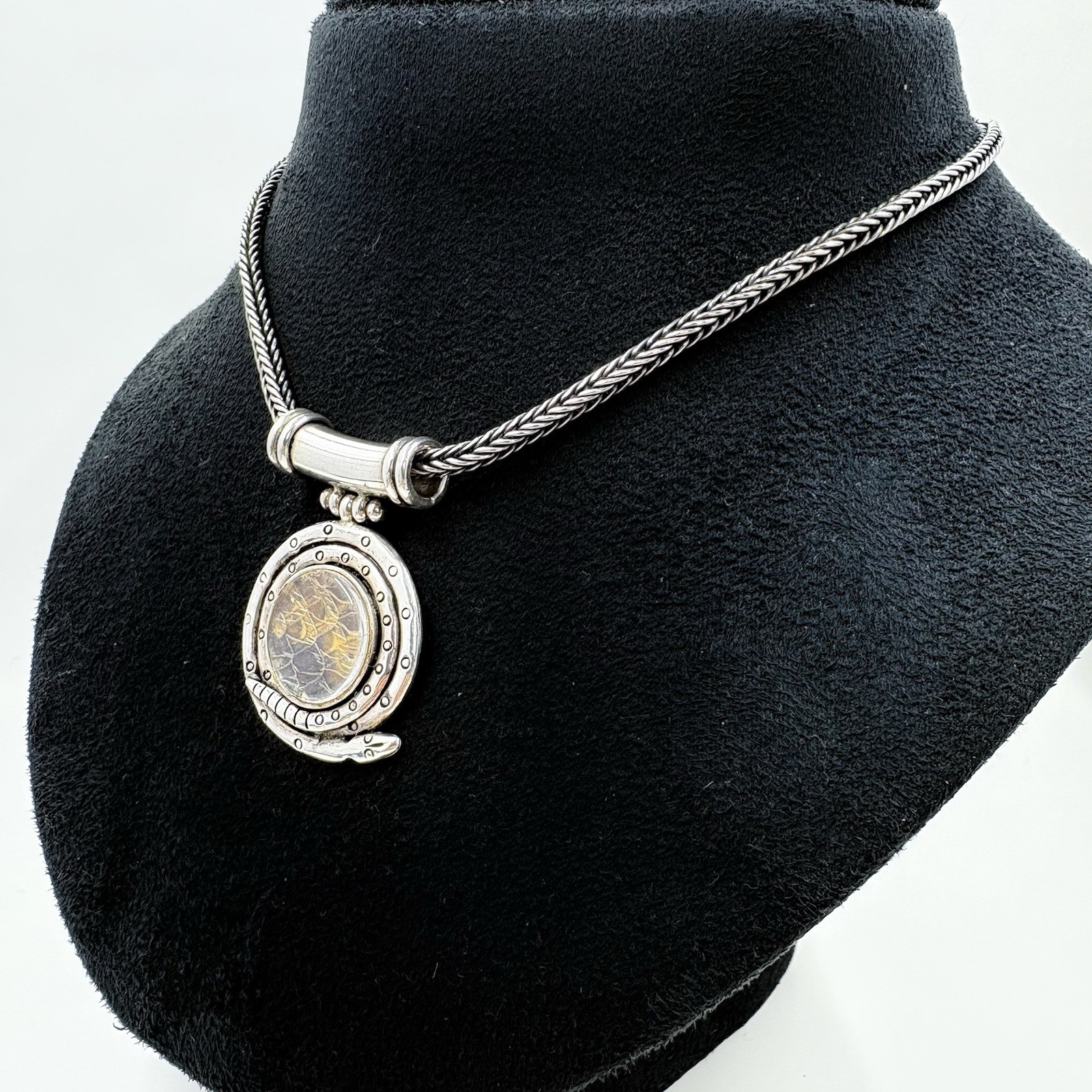 Vintage Sterling Silver Snake Skin Pendant 22.5 in
