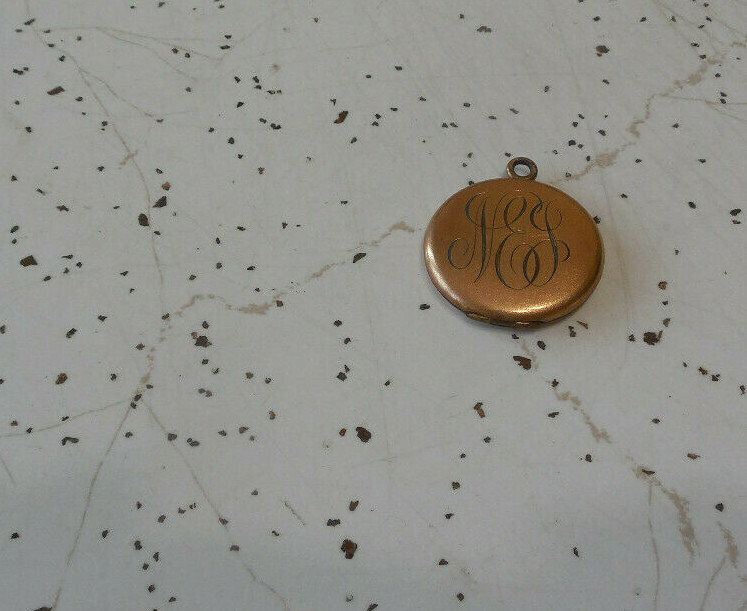 Antique Victorian Locket Rose Gold? Initials N E J Woman’s Photo Inside F & C