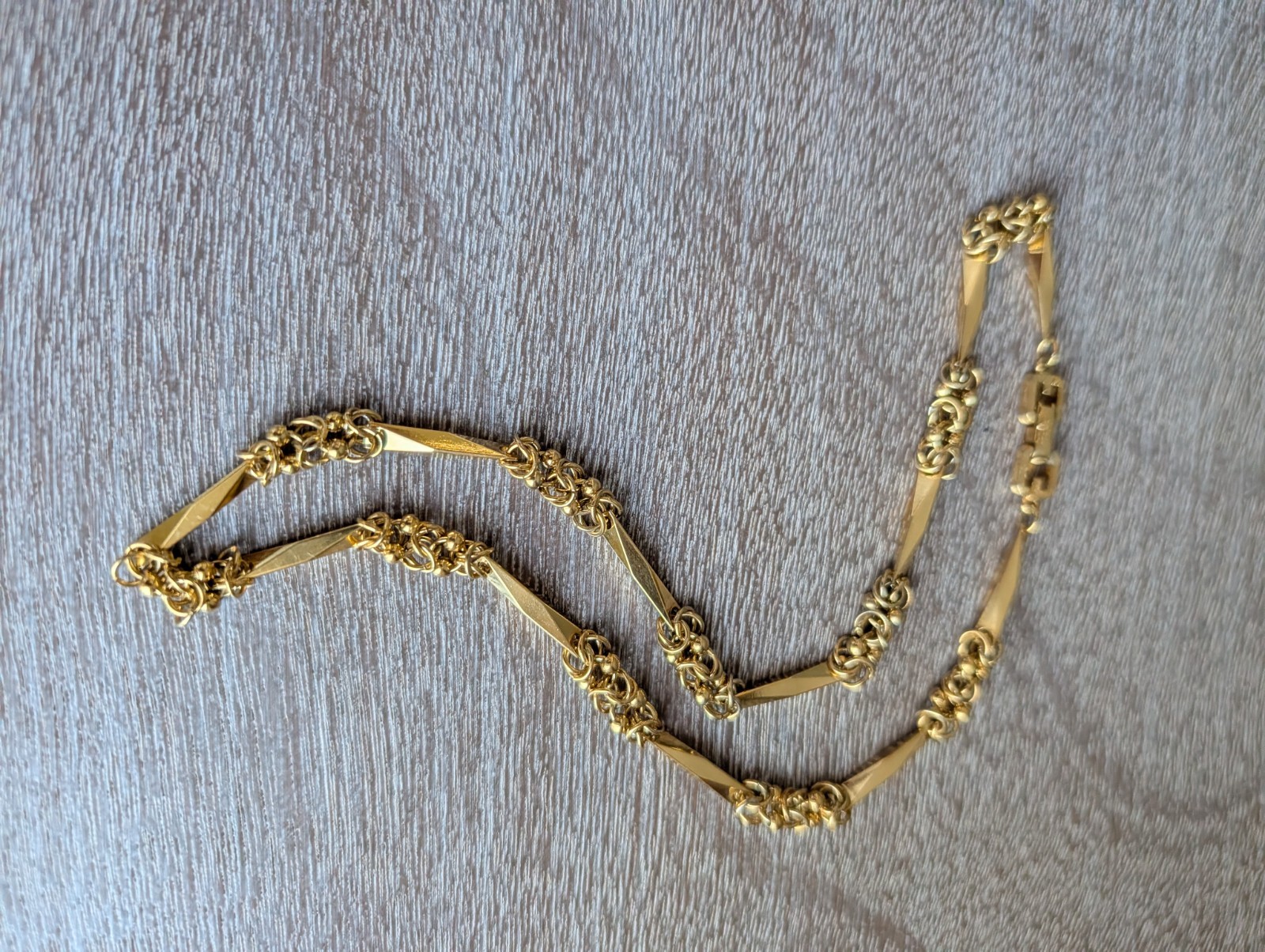 Vintage Givenchy Byzantine Link Bar Station Necklace Gold-Tone 17″