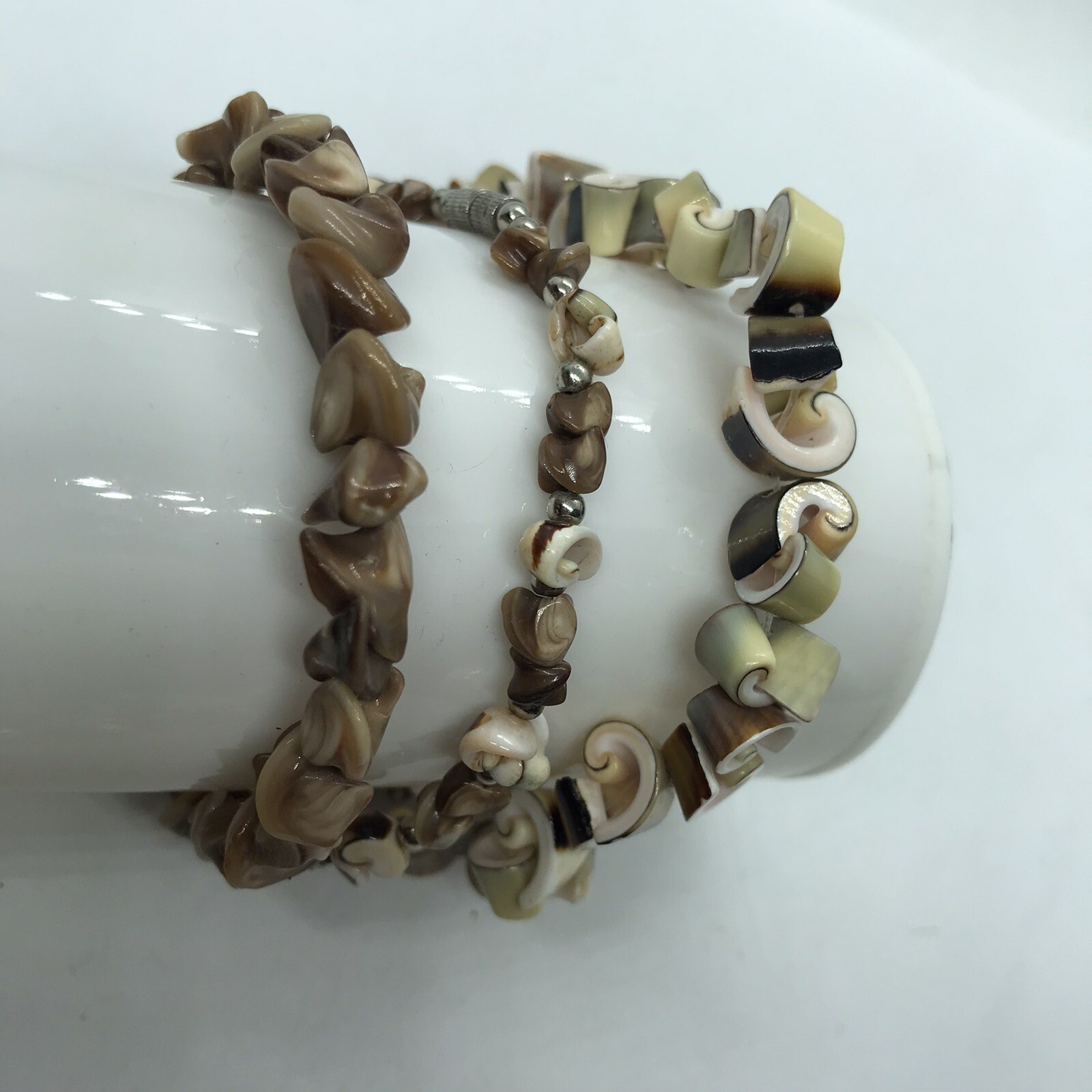 Lot Of Vintage Shell Bracelet boho beach VSCO layering handmade earthtones