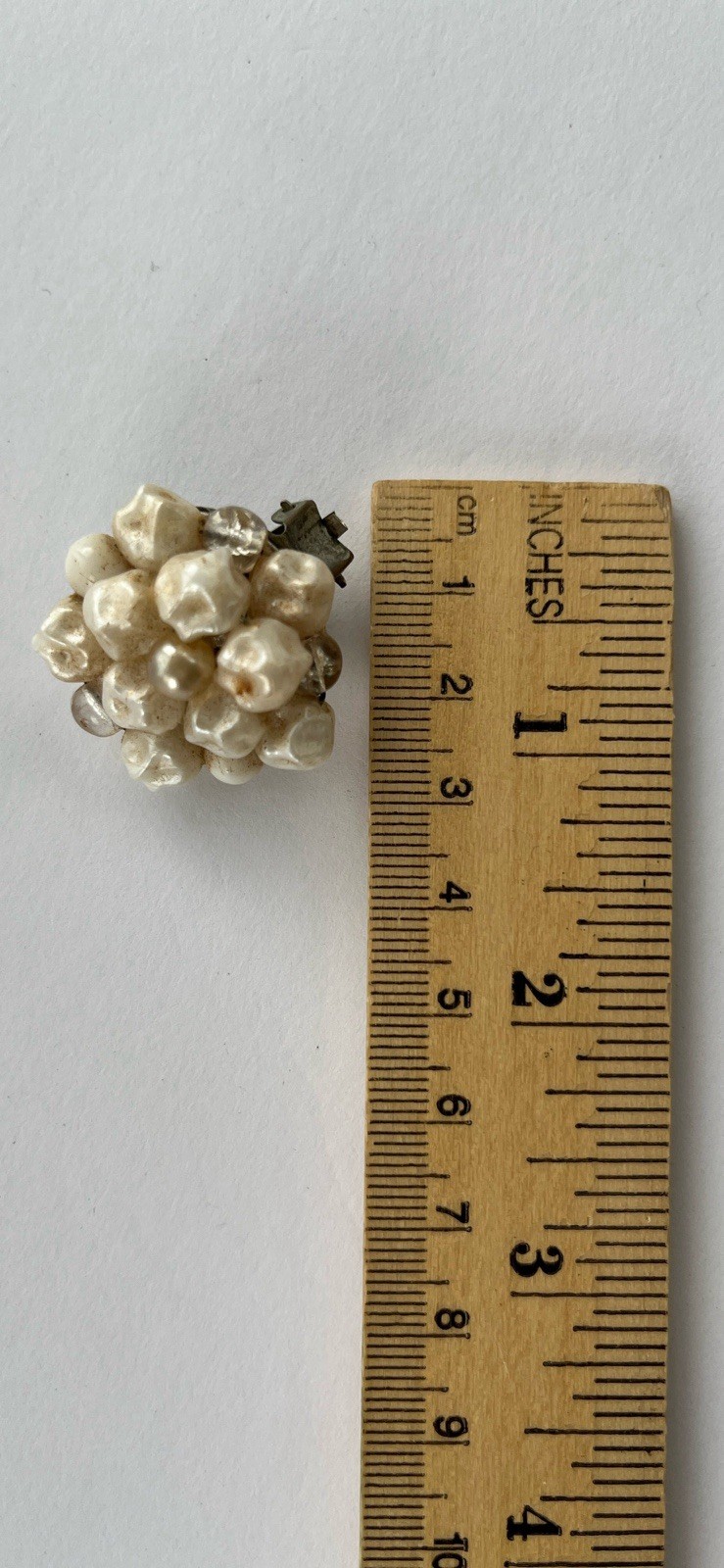 Vintage Signed Germany Baby Tooth Earrings Clip-On Lucite Off White