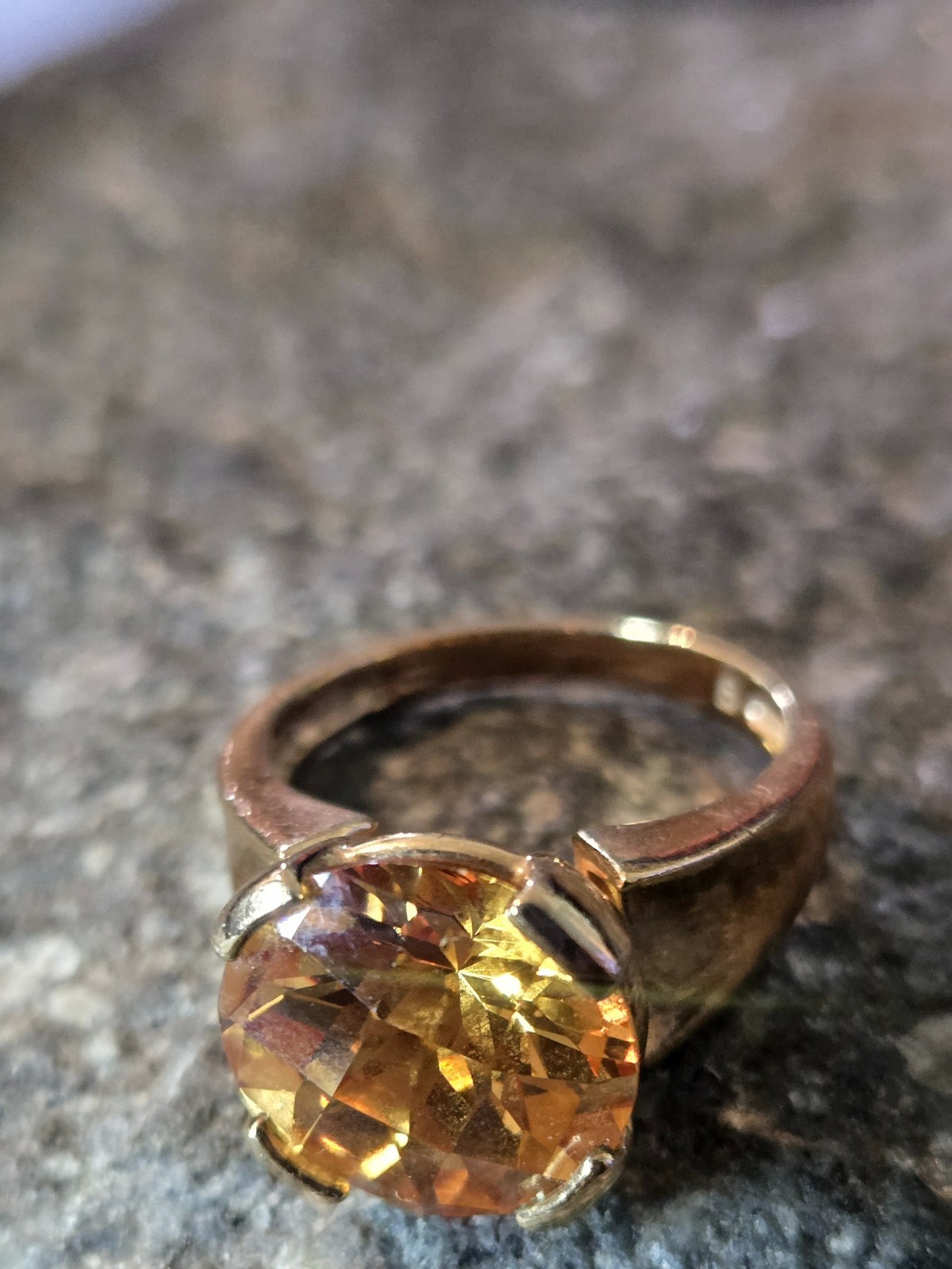 Vintage 925 Sterling Silver CZ Citrine Orange Vermeil Gold Ring Size 6