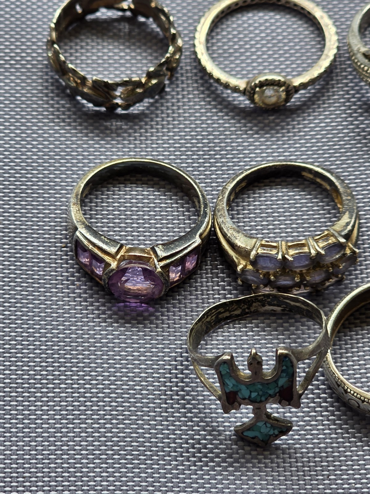 Vintage Sterling Silver Ring Lot Of 11 Different Sizes Pre Owned Condition SH
