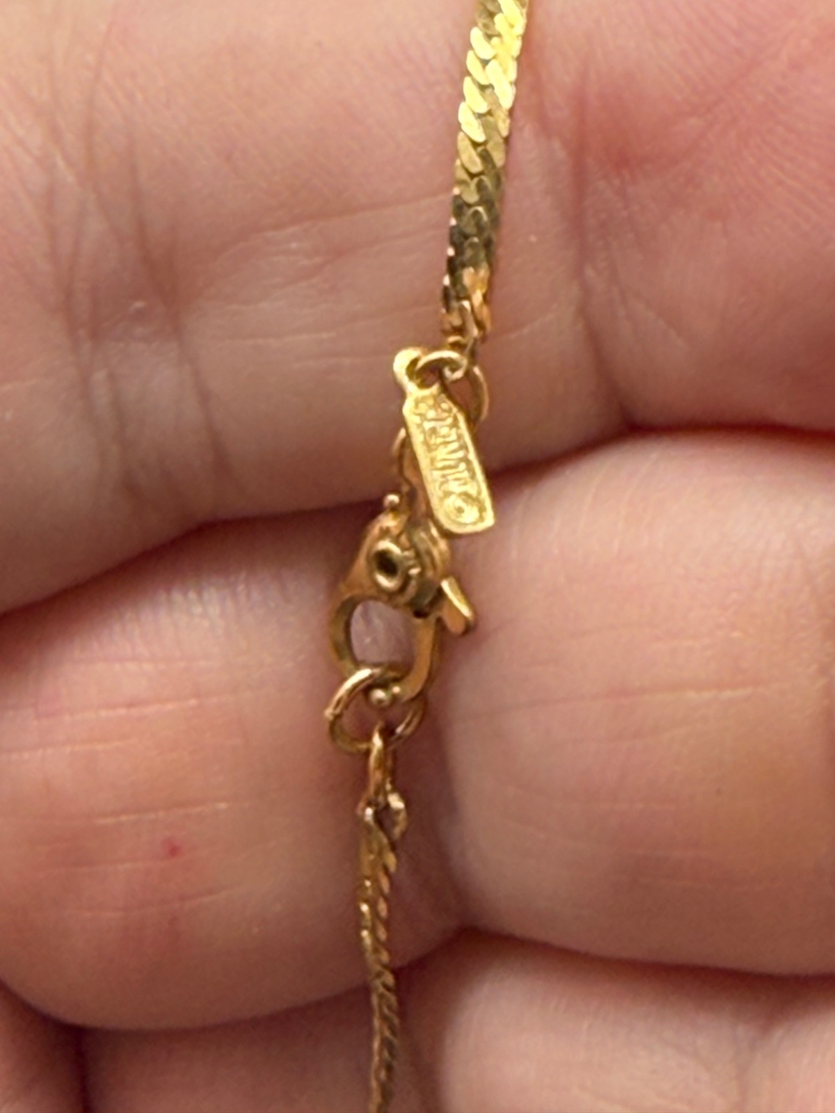 Vintage Monet Necklace Gold Tone Herringbone Chain 18″ with Sister Clasp