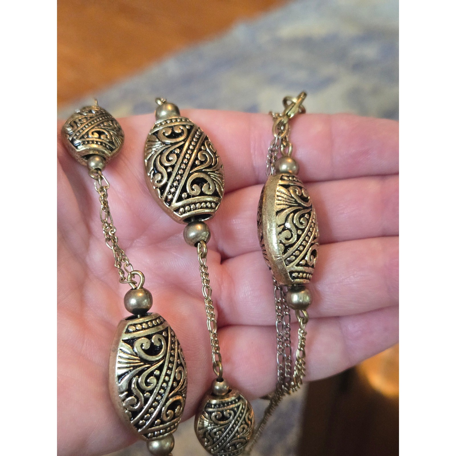 Coldwater Creek Necklace Filagree Station Necklace Vintage 34″in