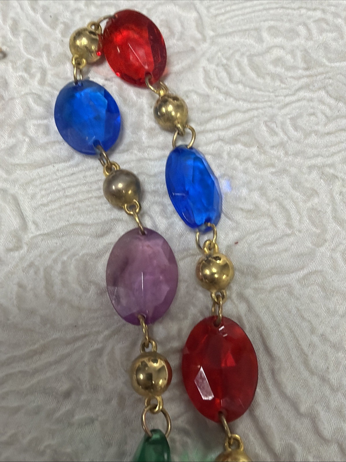 Vintage Multi Color Crystal Open Bezel-Set Station Transparent Acrylic Necklace