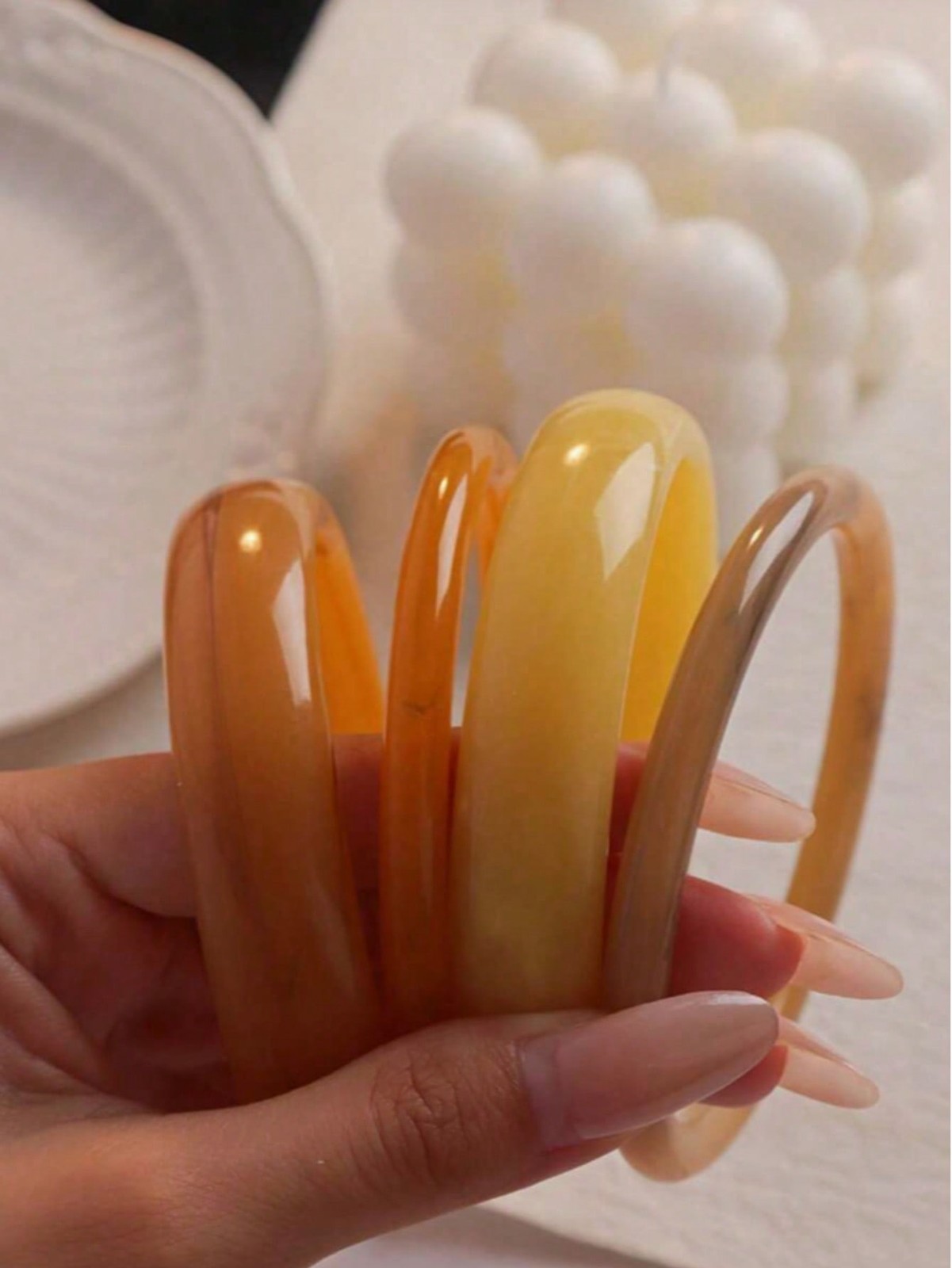 4pcs Multicolor 25 Resin Acrylic Bangle Bracelets For Women Daily Wear
